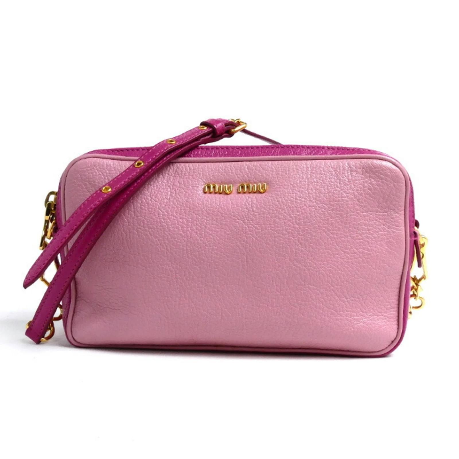 Borsa a spalla bicolore Miu Miu Madras Rosa Pelle