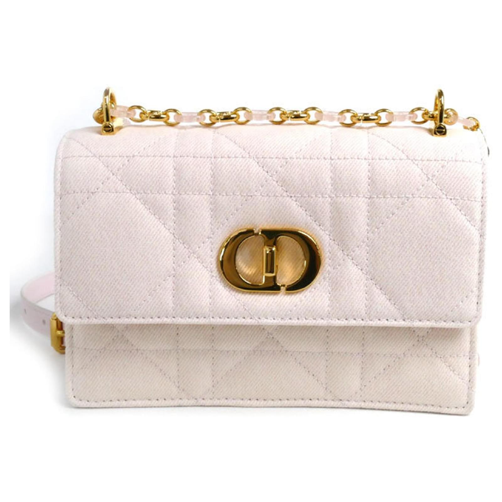 Christian Dior Miss Caro Macrocannage Denim Shoulder Bag Pink