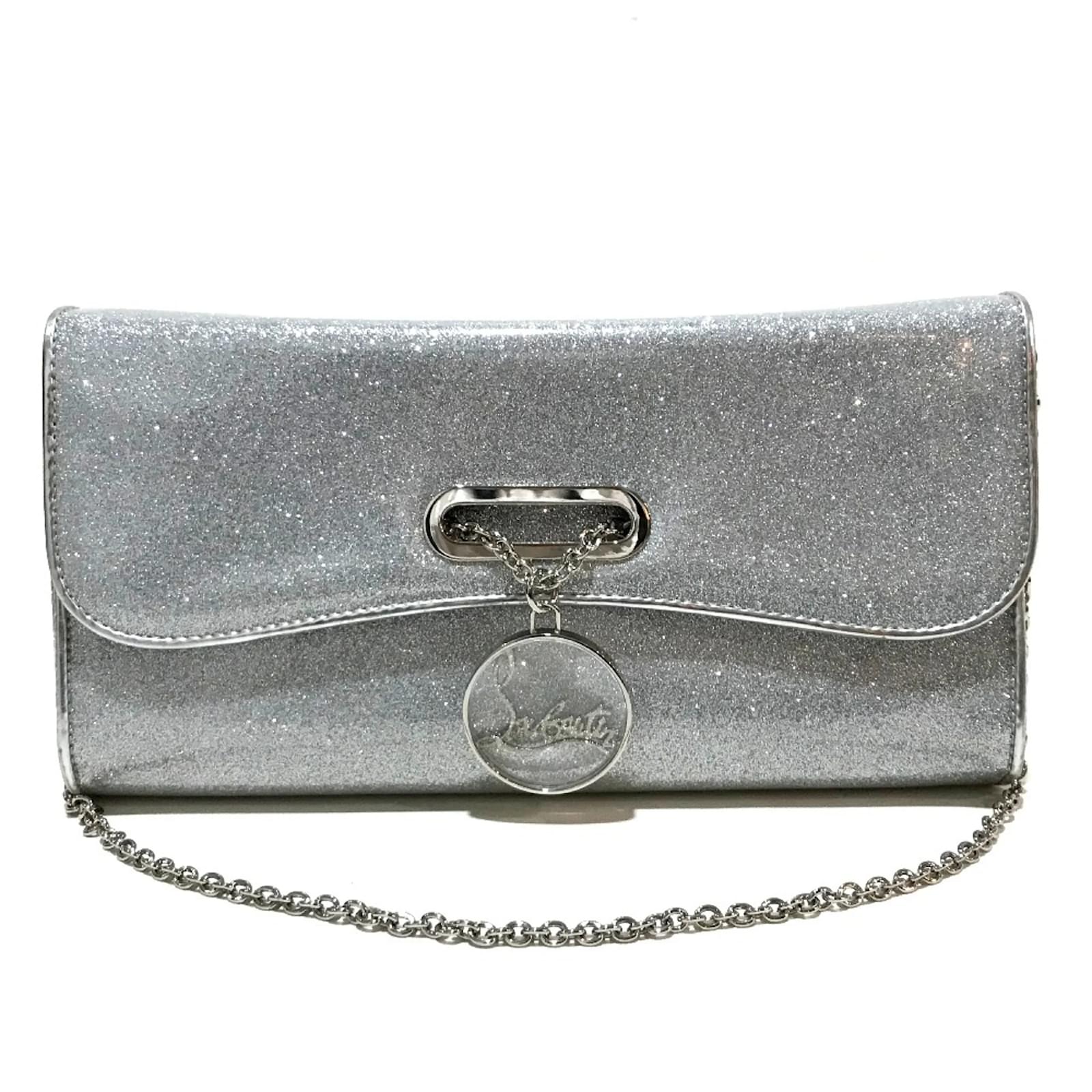 Christian Louboutin Silver Glitter Clutch Bag (Sold) - Joli Closet