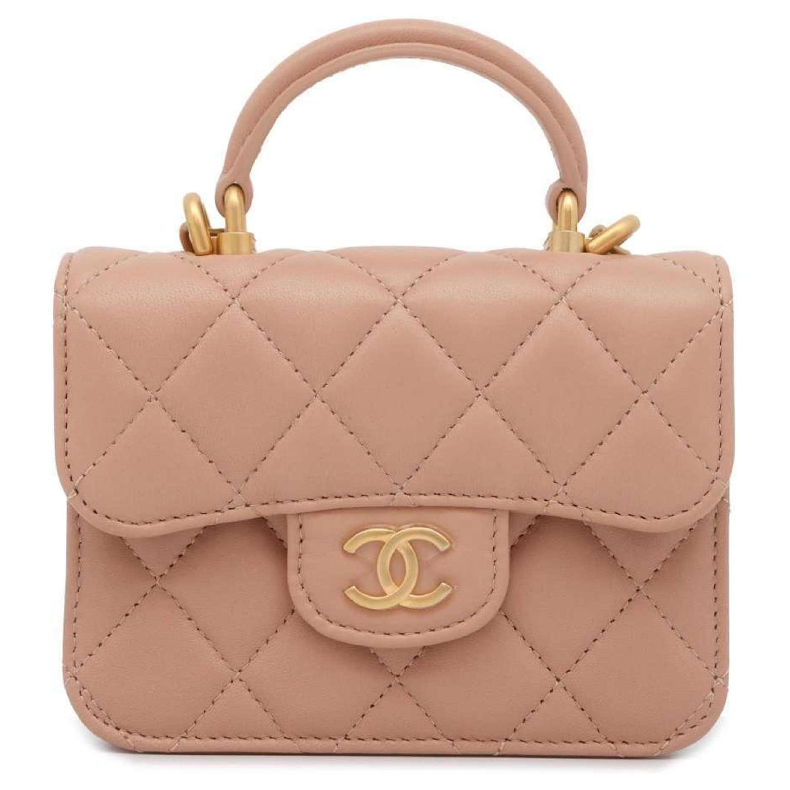 Chanel Chain Shoulder Bag Matelasse Coco Mark Beige Suede ref 