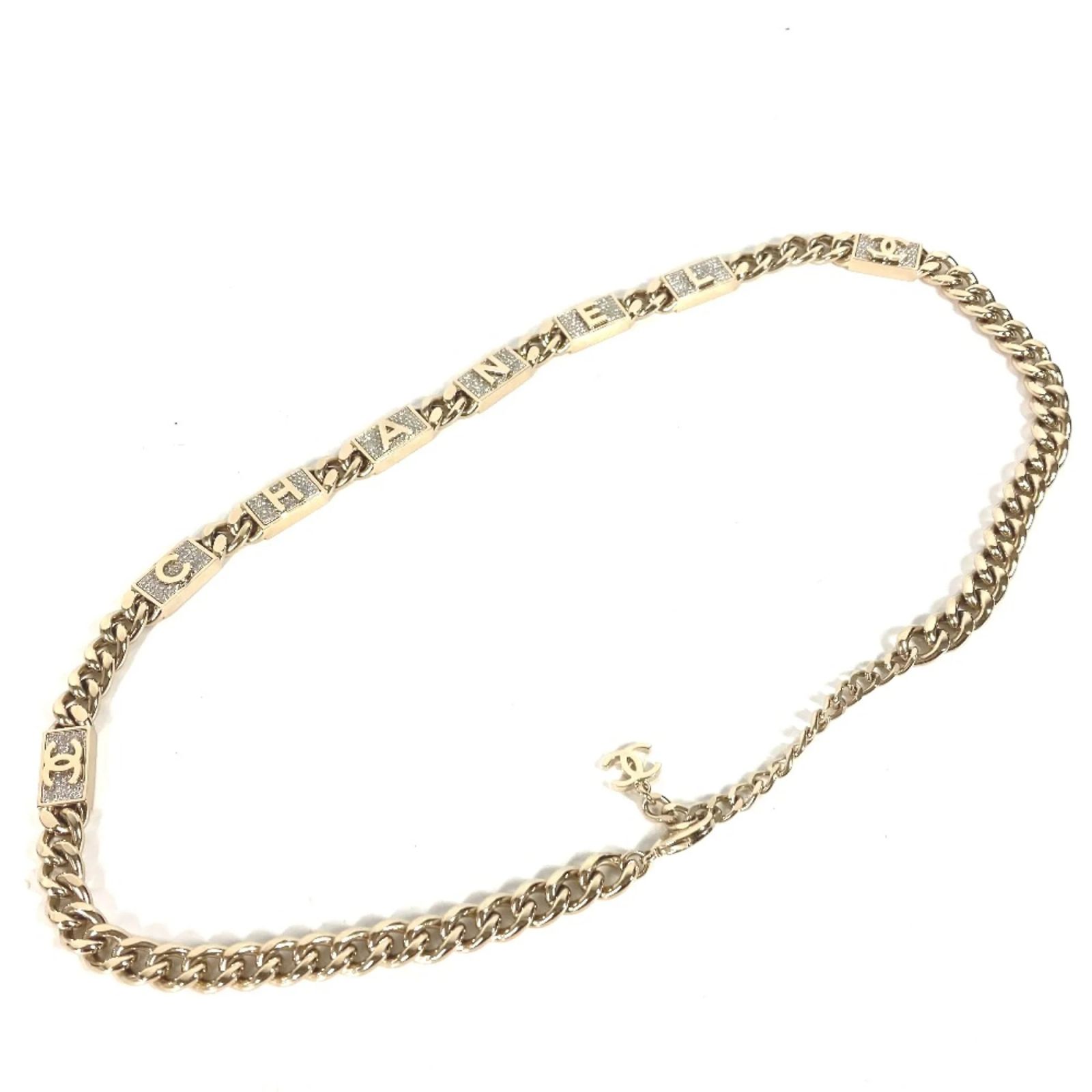 Chanel Rhinestone Chain Belt Gold 02P 187039 Chanel vintage jeweled chain belt – Dina C main image 4
