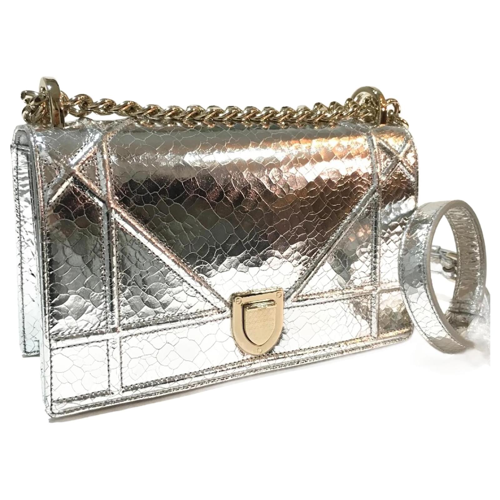 Christian Dior Silver Leather Shoulder Bag Silvery ref.1467075