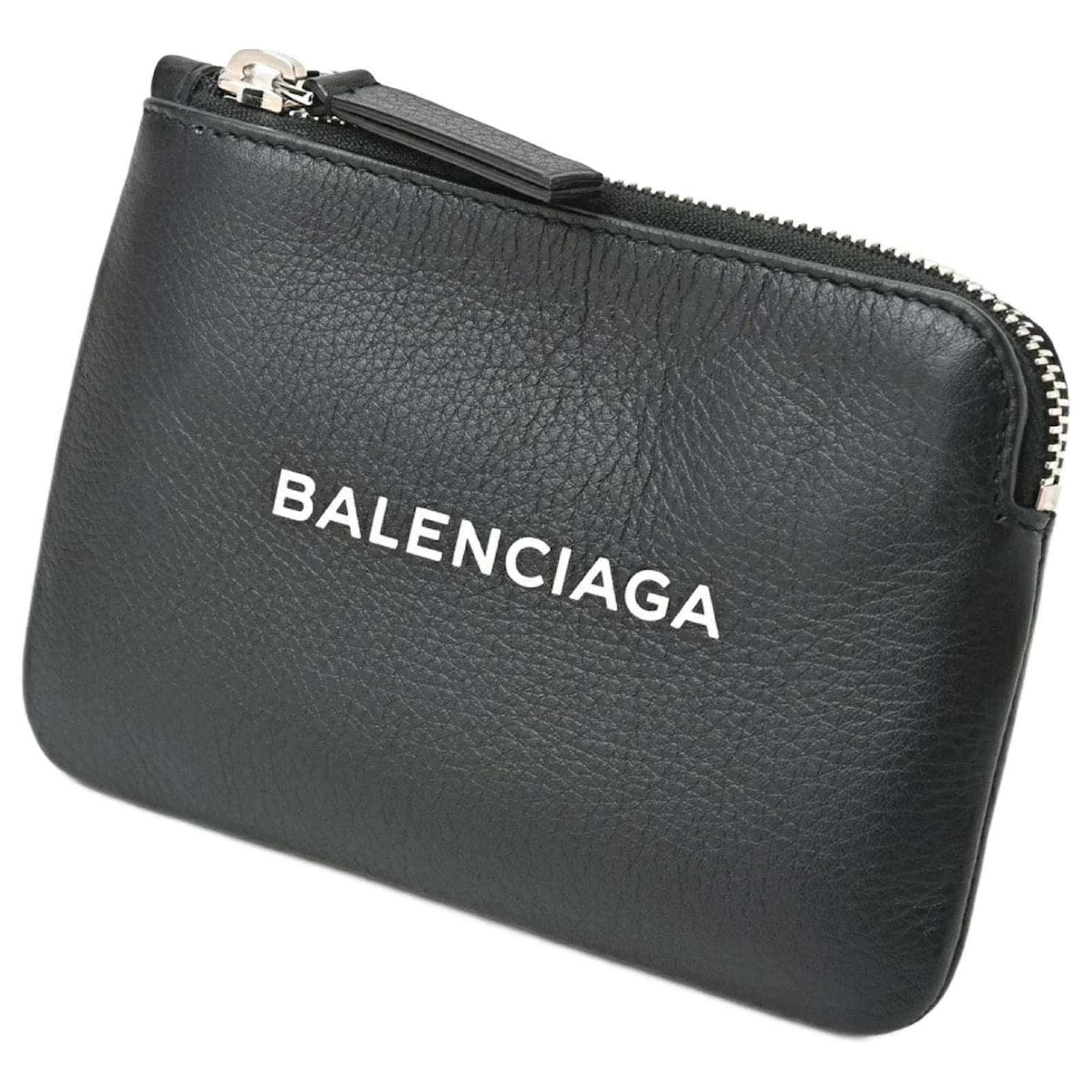 BALENCIAGA leather logo fragment case Card Case Coin case 766575 black main image 1