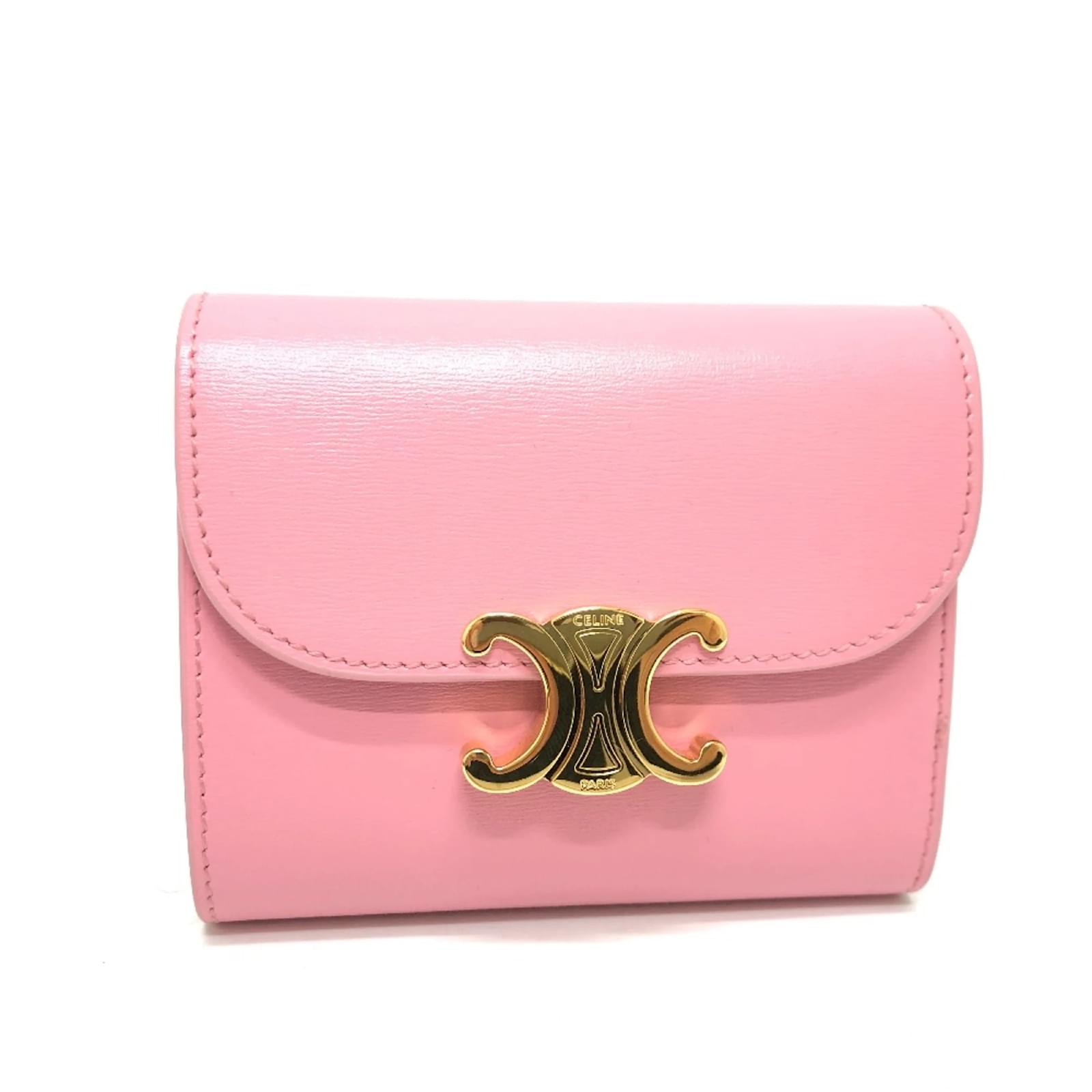 【CELINE】セリーヌ★wallet★ストラップウォレット★ピンク CELINE セリーヌ 財布 二つ折り ベルトフラップ ミディアム