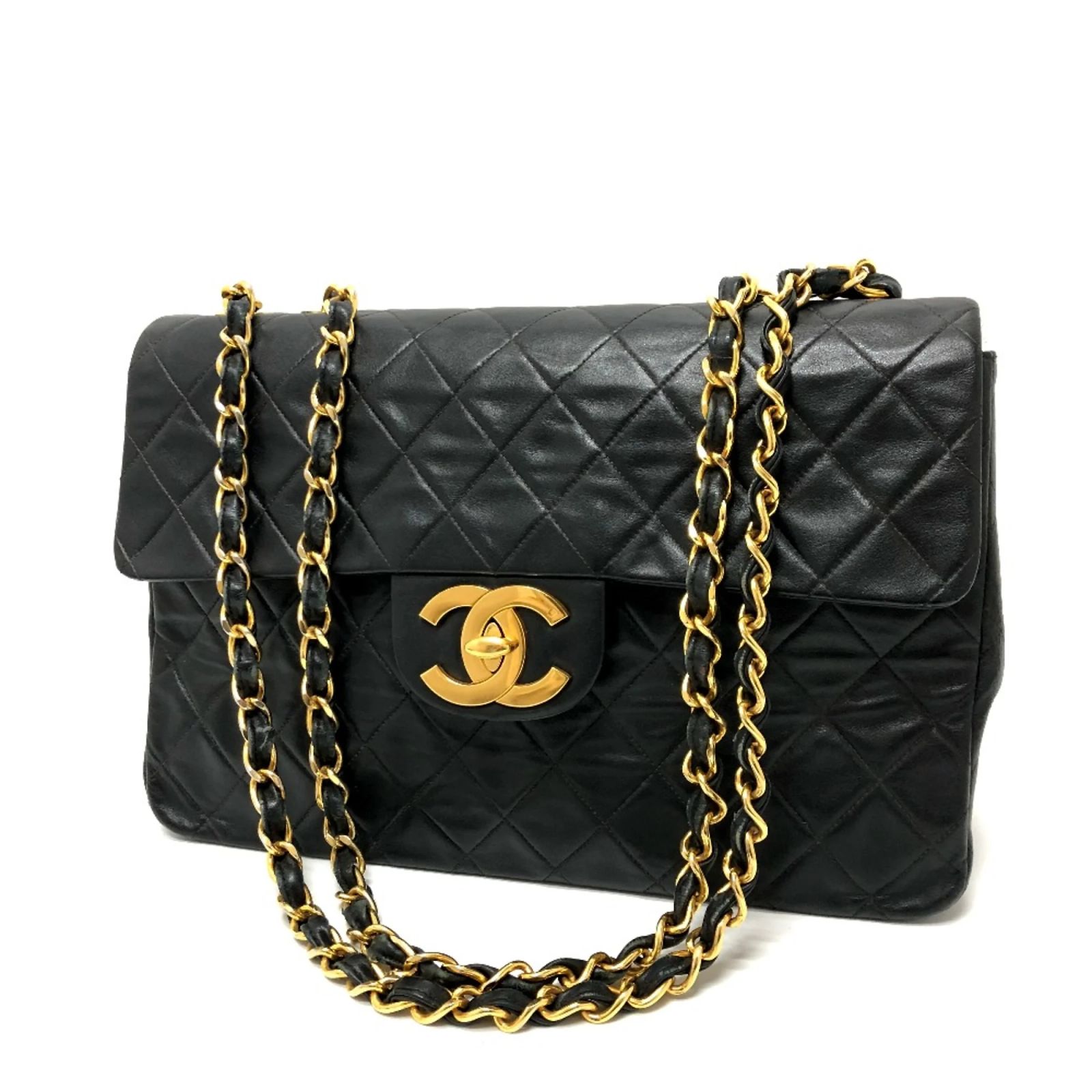 Chanel Double Chain 2WAY Shoulder Bag Black Leather ref.1468636