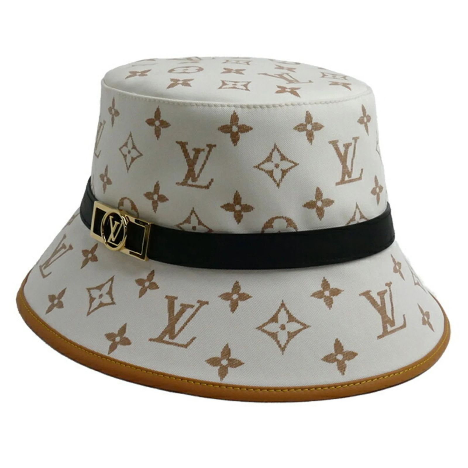 Louis Vuitton Dauphine Bucket Hat White Beige Leather Cloth  display picture 2