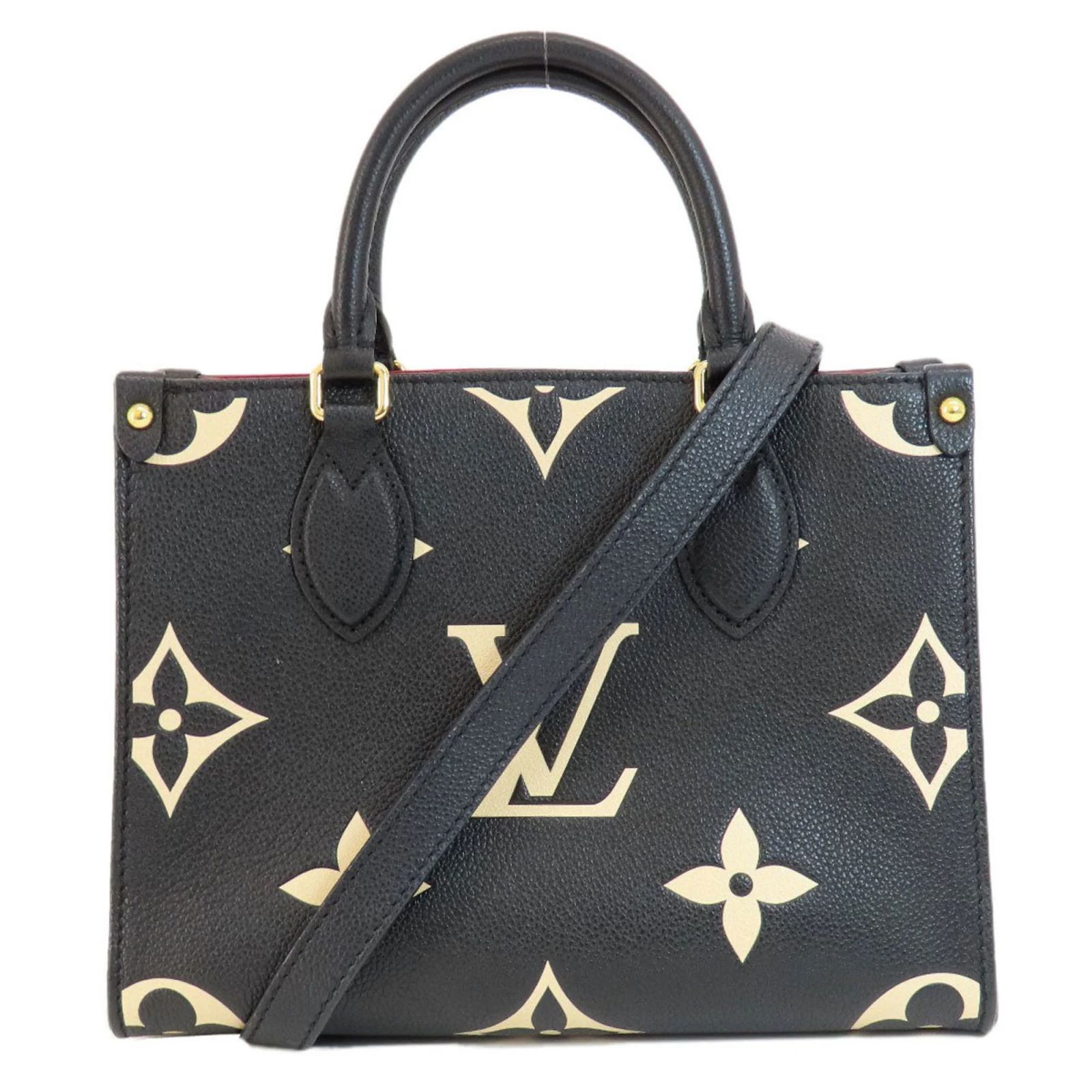 Louis Vuitton M45659 On the Go PM Handbag Black Beige Cloth ref 