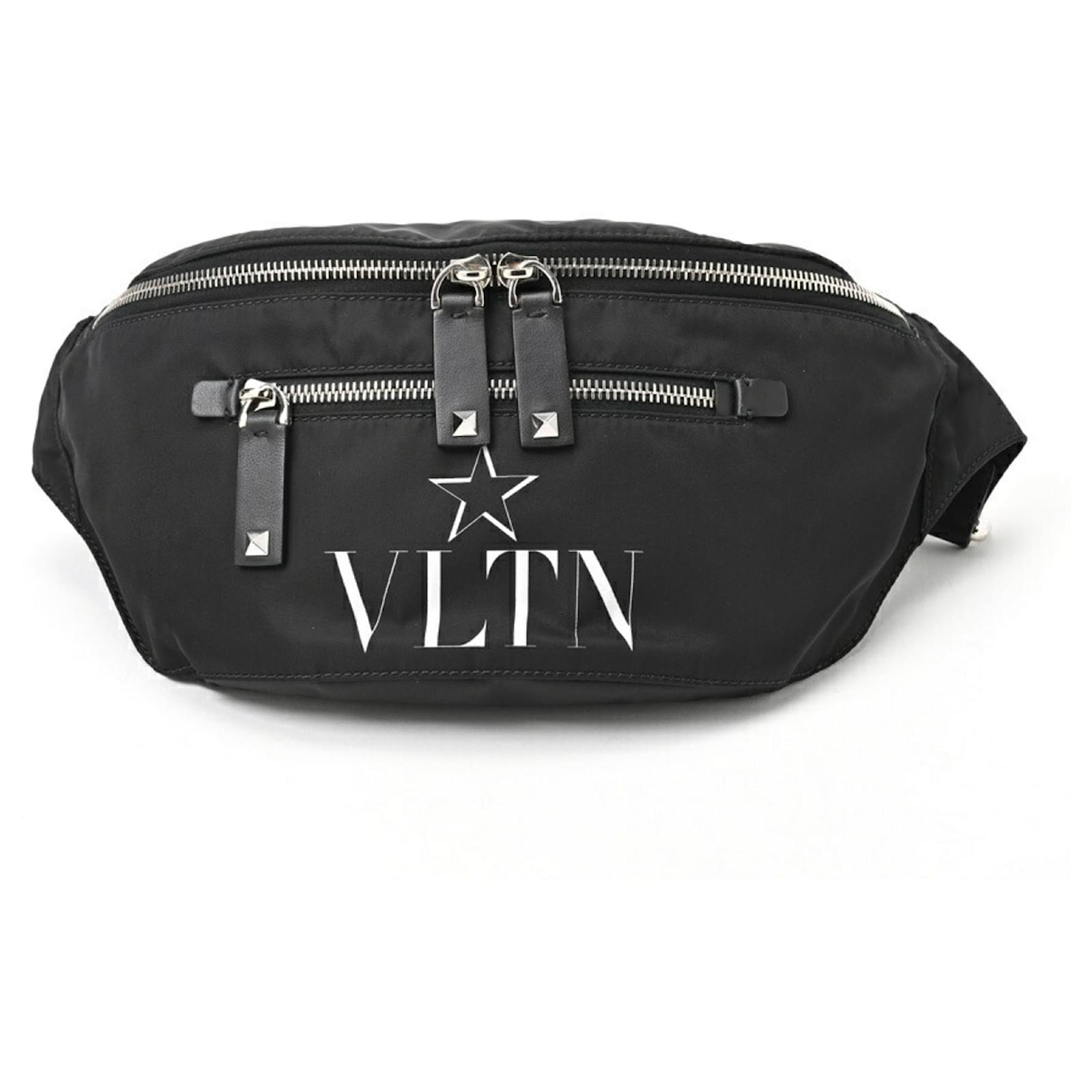 Valentino VLTN Belt Bag Black Leather Nylon ref.1471706
