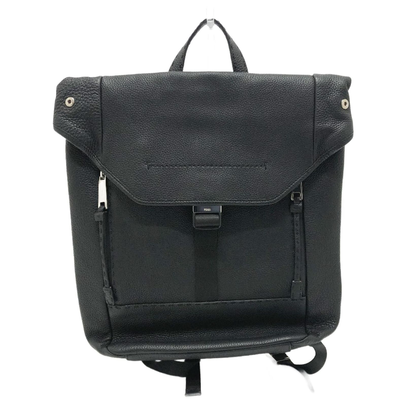 Fendi Selleria Leather Backpack Gray 7VZ011 Fendi 7VZ011 Black Leather Backpack ref.1472370 - Joli Closet main image 4