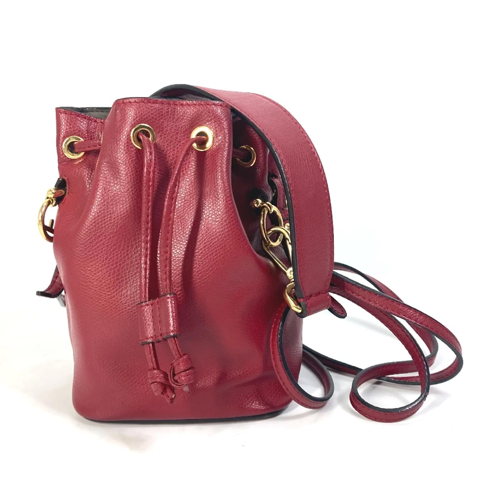 Borsa a secchiello con coulisse Fendi 8BS010 FF Hardware Rosso