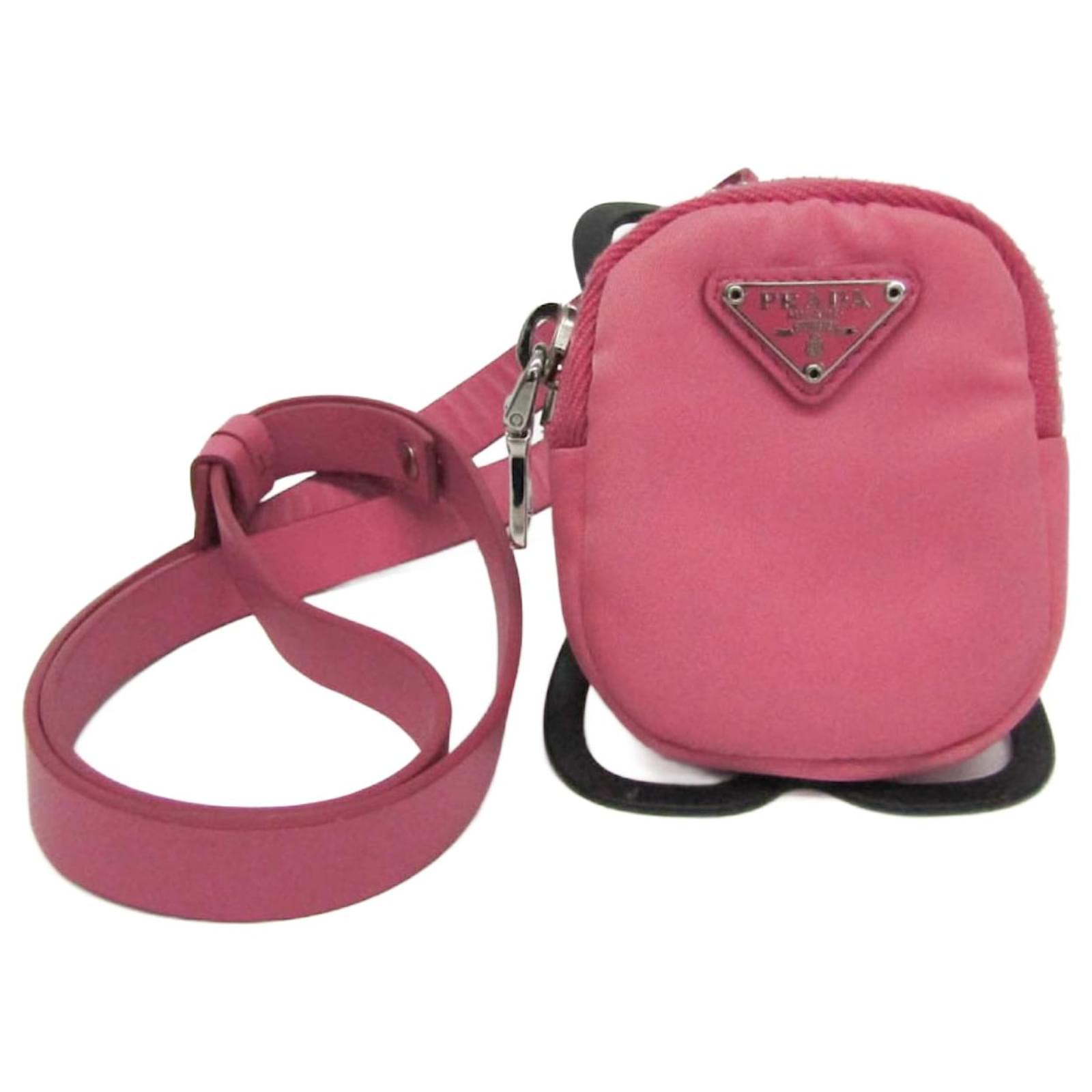 Mini Pochette Prada 20SS con tracolla Nero Rosa Pelle Di gomma Nylon ref.1472446 Joli Closet