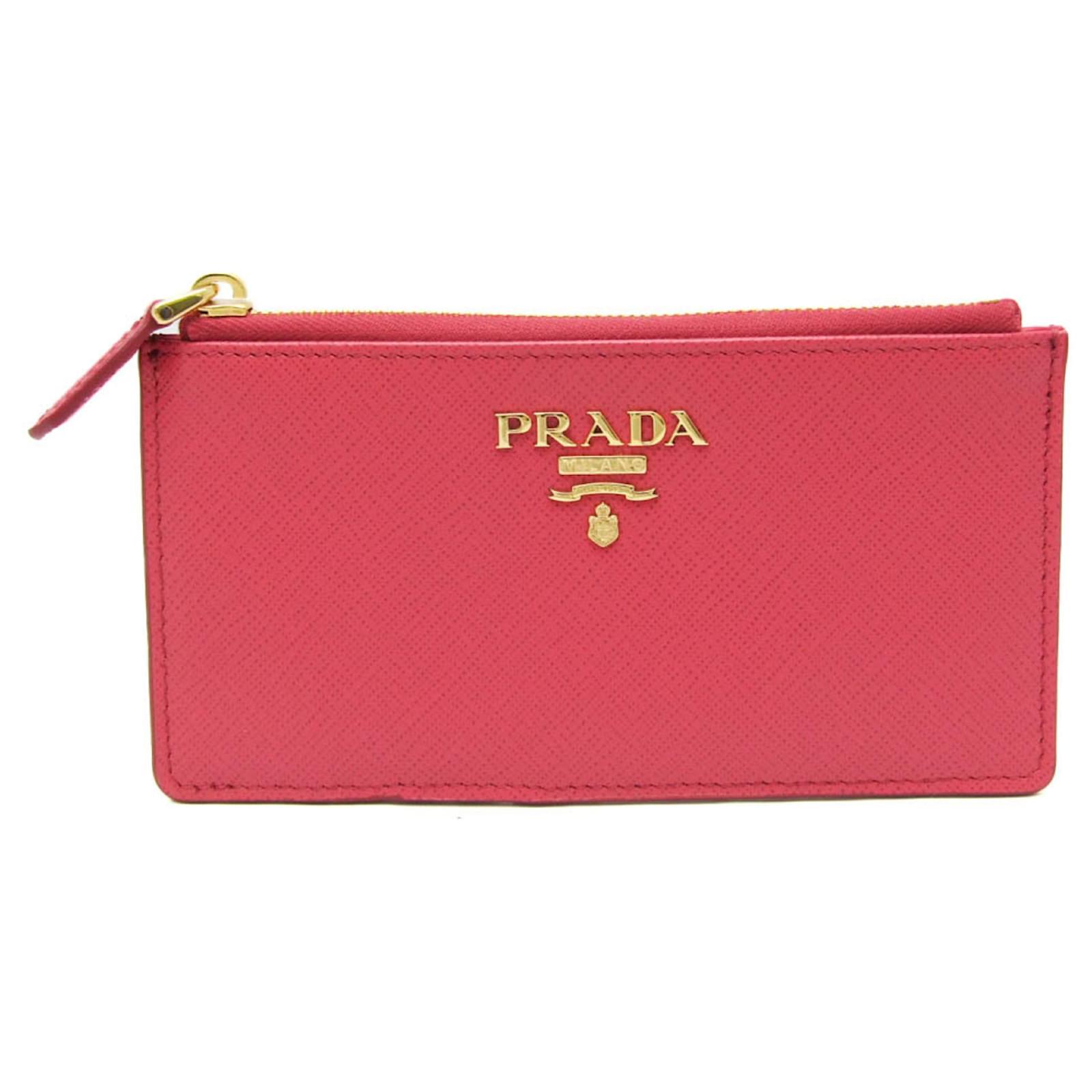 Prada Fragment Case 1MC054 Saffiano Metal Card Case Pink Leather 