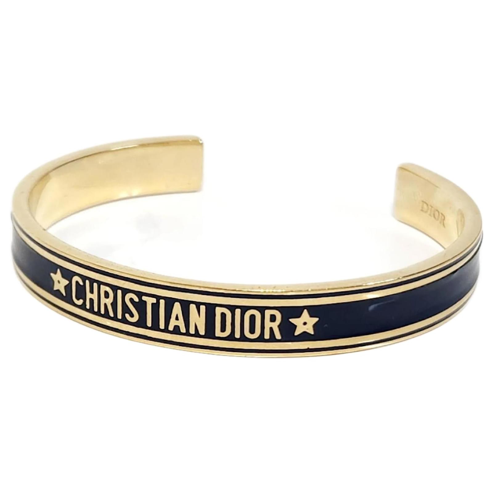 Christian Dior Navy Gold Metal Bangle Golden Navy blue ref