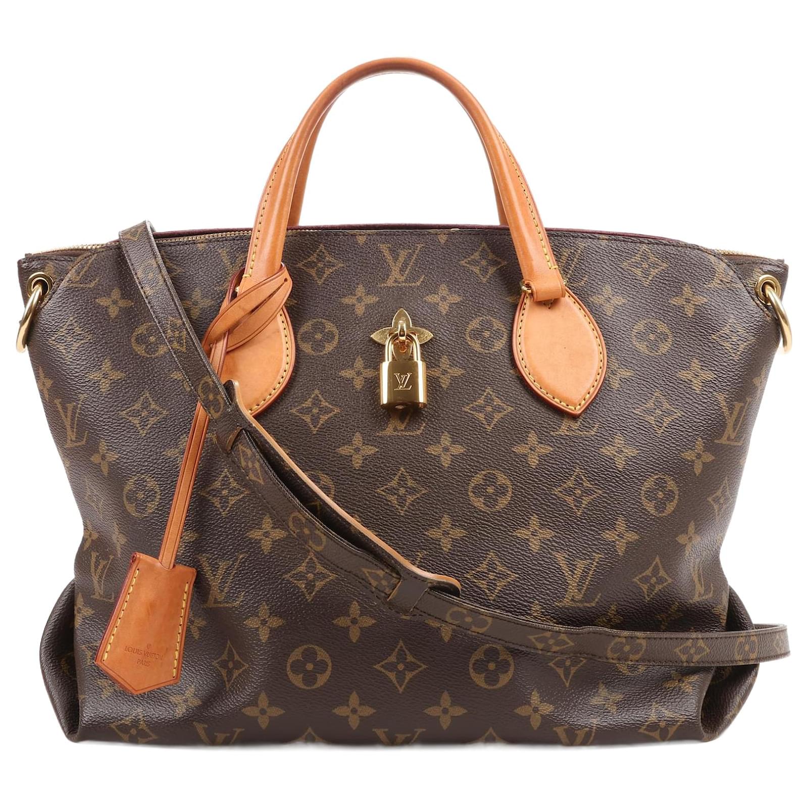 Louis Vuitton Monogram Canvas Flower Tote Zipped MM 2Way Handbag 