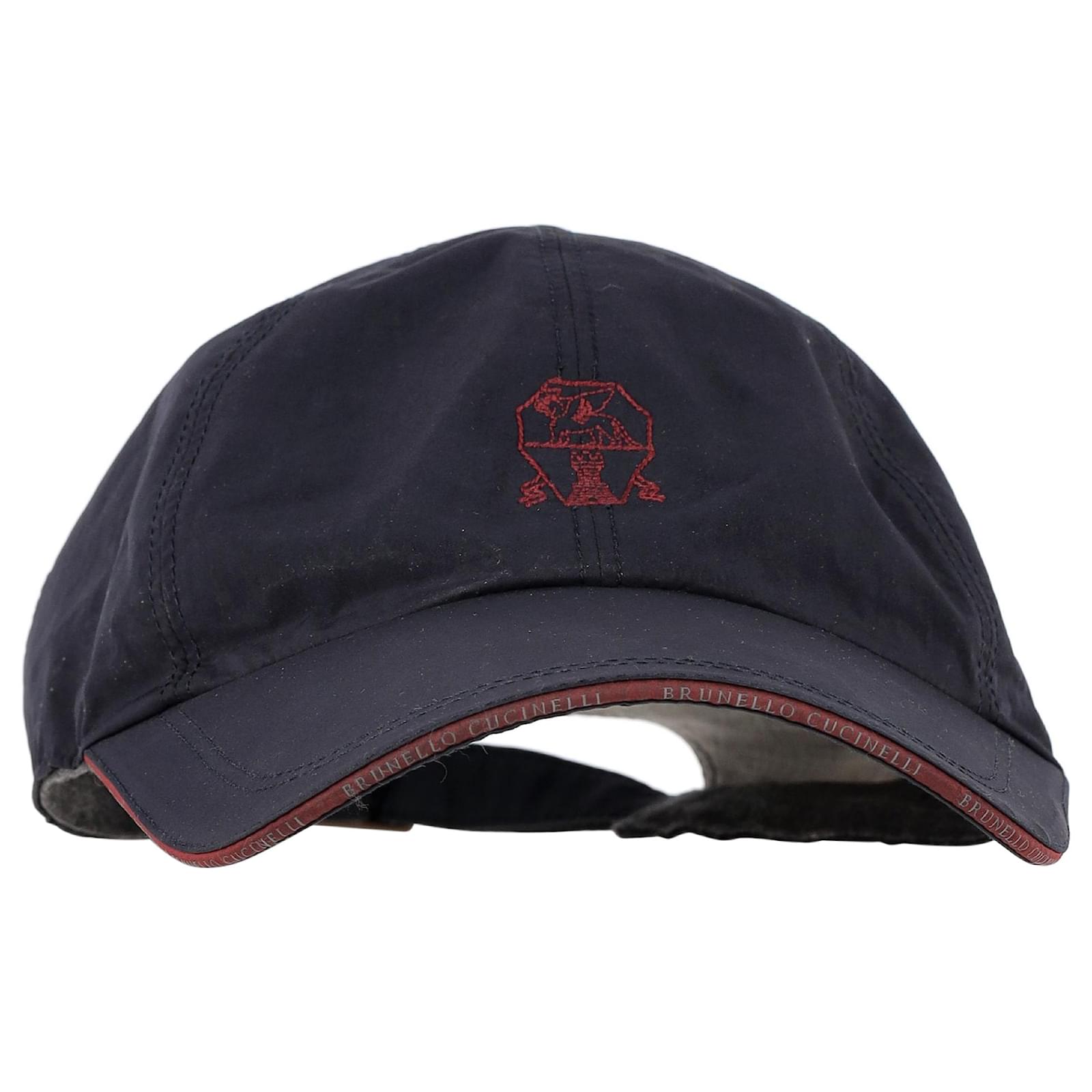 Brunello Cucinelli Embroidered Crest Cap in Navy Blue