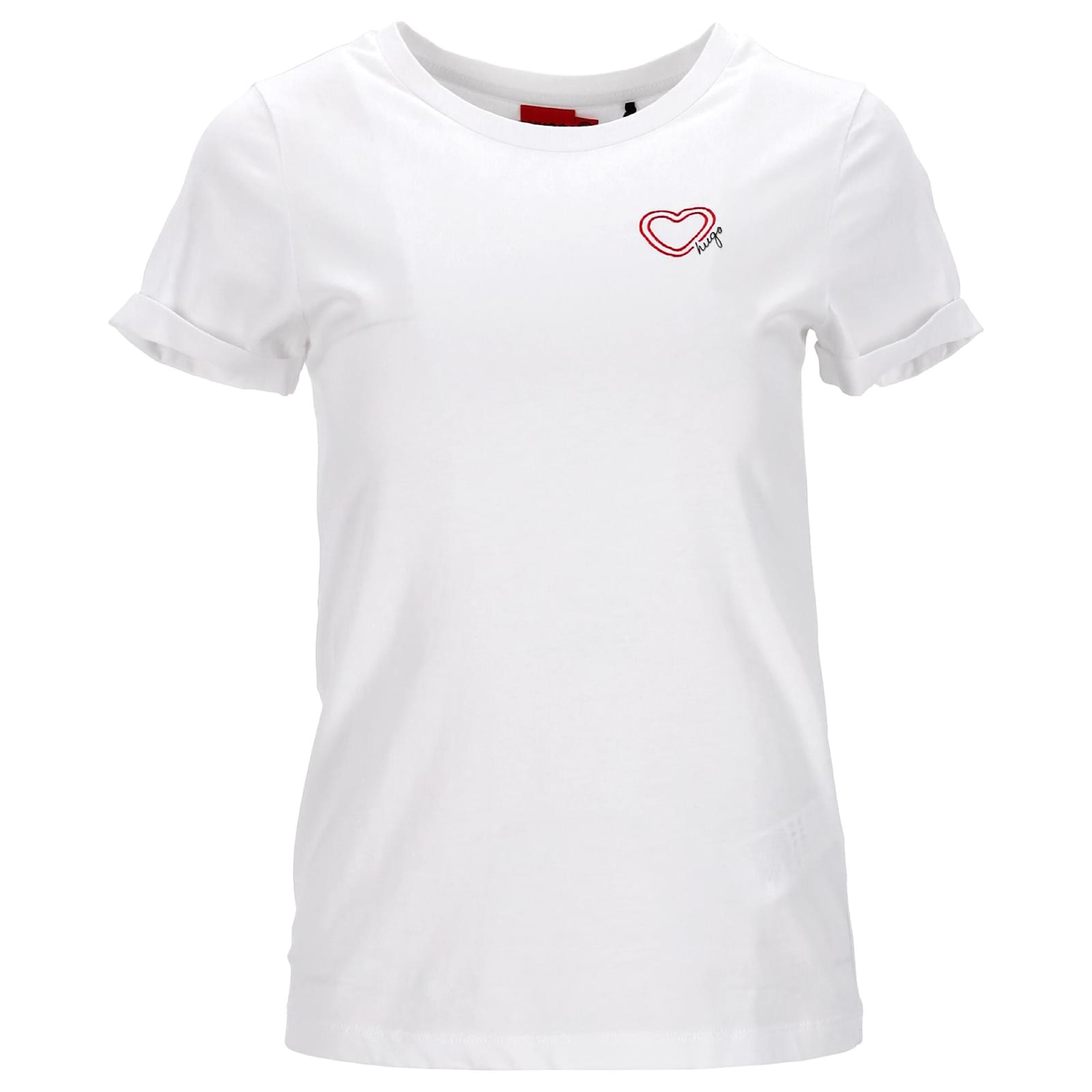 Hugo Boss Hugo Heart Logo T-Shirt in White Cotton ref