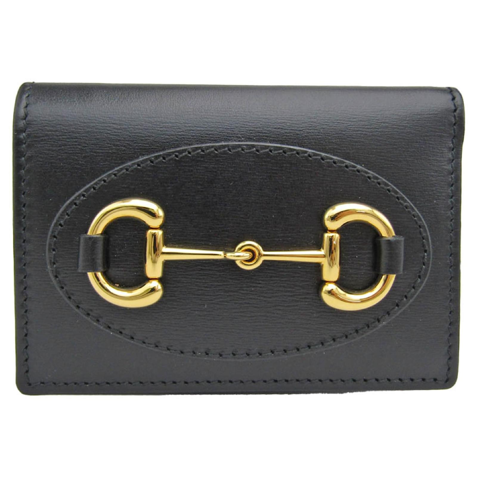 Cartera de cuero para mujer Gucci Horsebit 1955 644462 Negro ref