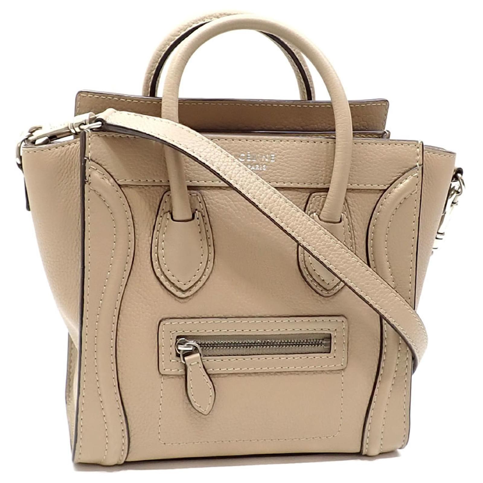 Céline Celine Luggage Nano Handbag Beige Leather ref.1480496 Céline Celine Luggage Nano Handbag Beige Leather ref.1480496