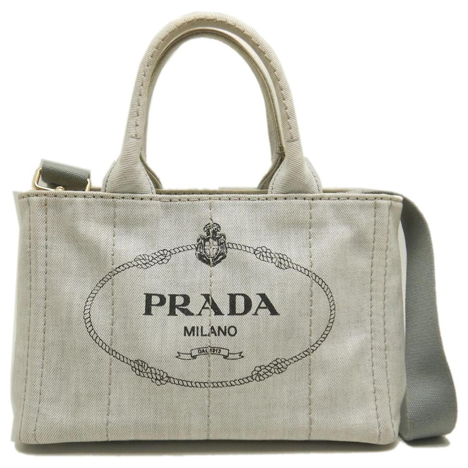 Prada Canapa Tote Bag in Bianco White Denim ref.1483040 - Joli Closet