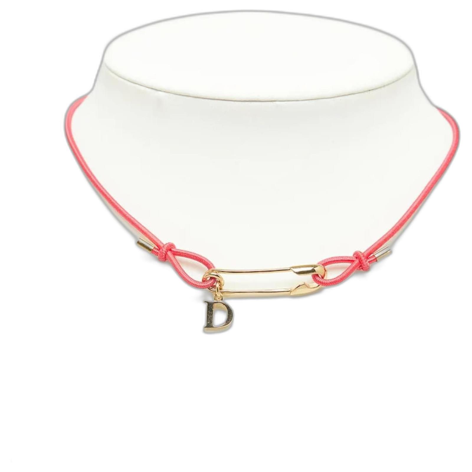 Safety Pin Choker Necklace Dior by John Galliano Pink Rubber Safety Pin Choker Necklace Dior by John Galliano Pink Rubber