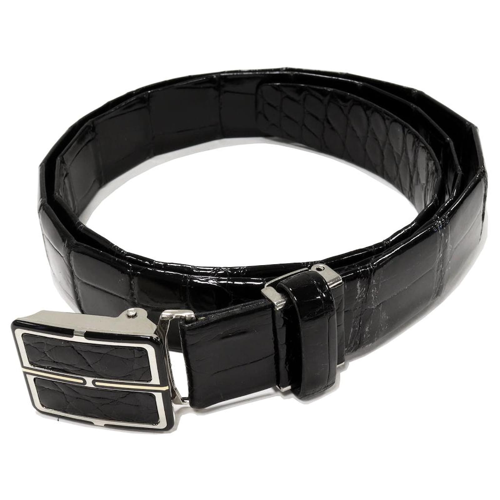 Autre Marque Ceinture en crocodile noire brillante avec boucle SS ref.1484048 Joli Closet