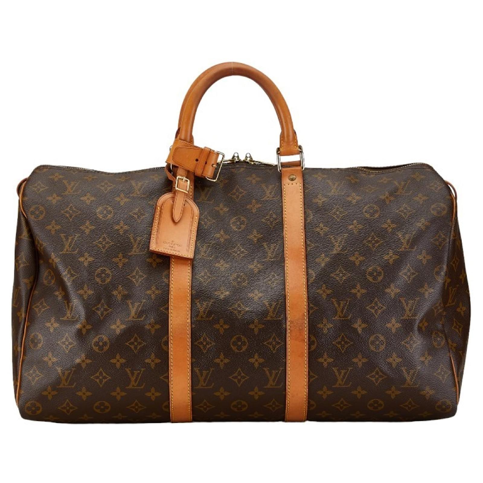 Louis Vuitton Monogram Keepall 50 Boston Tasche Braun Schwarz 