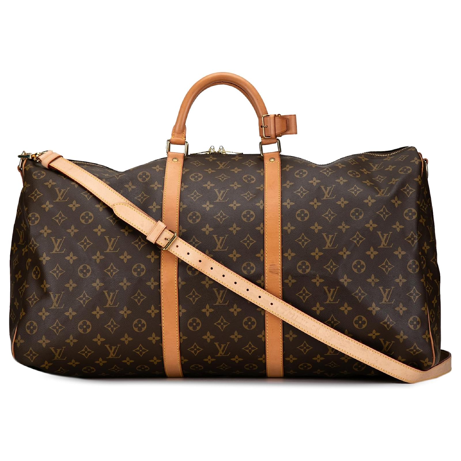 Louis Vuitton Keepall Bandoulière 60 Monogramm Braun Leder 