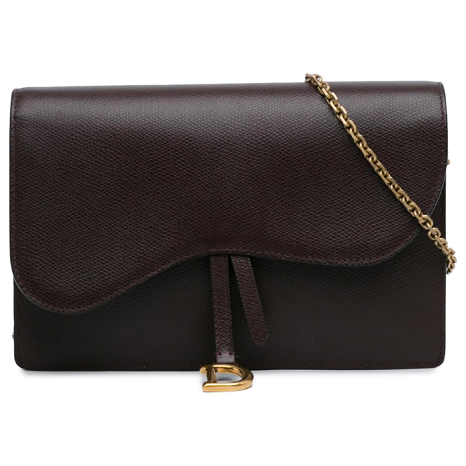 Saddle Dior braune Leder Satteltasche mit Kette Dunkelbraun Kalbahnliches Kalb ref.1485171 Joli Closet