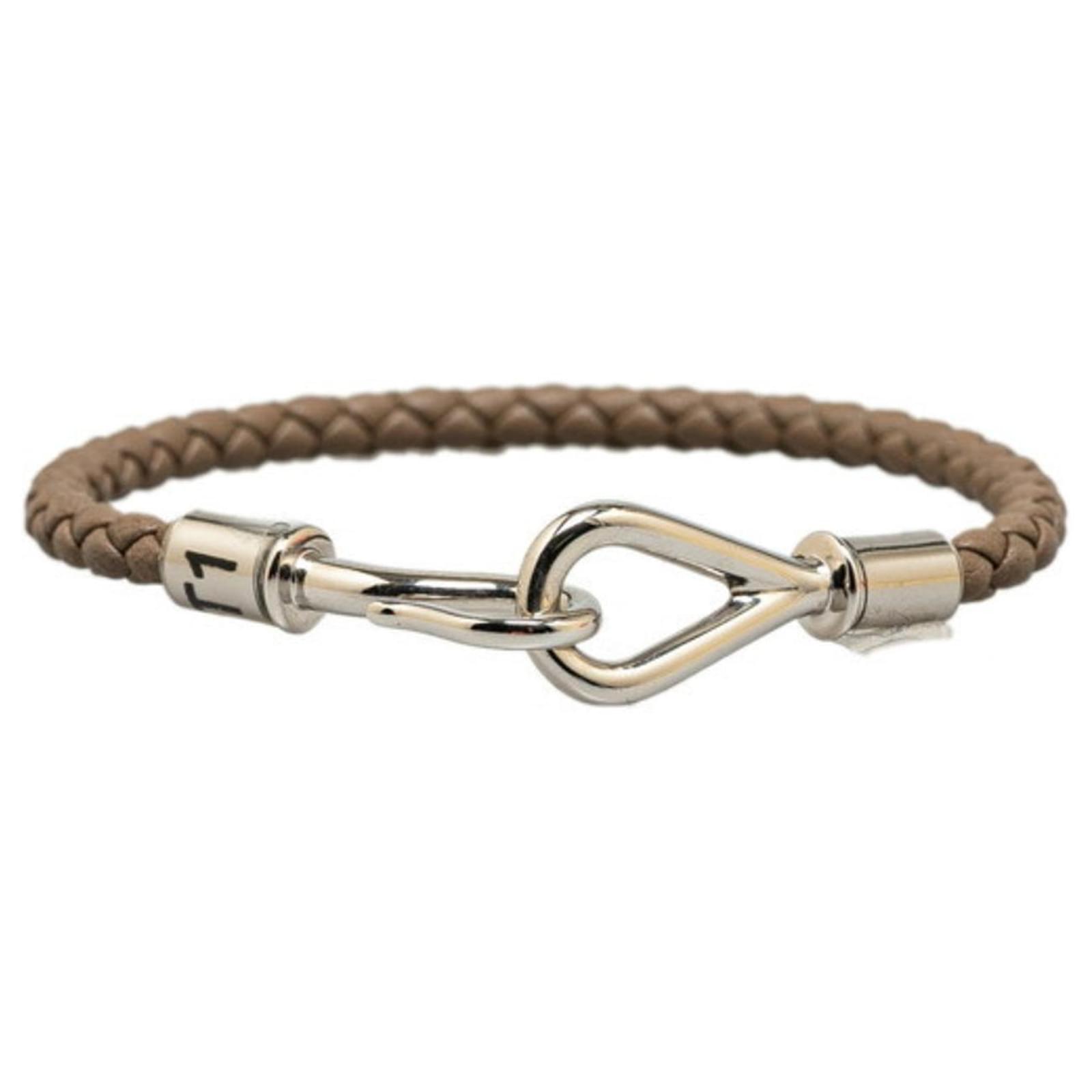 Hermès Hermes Jumbo Charm Bracelet in Etoupe Gray Leather Grey Taupe  ref.1485394 - Joli Closet