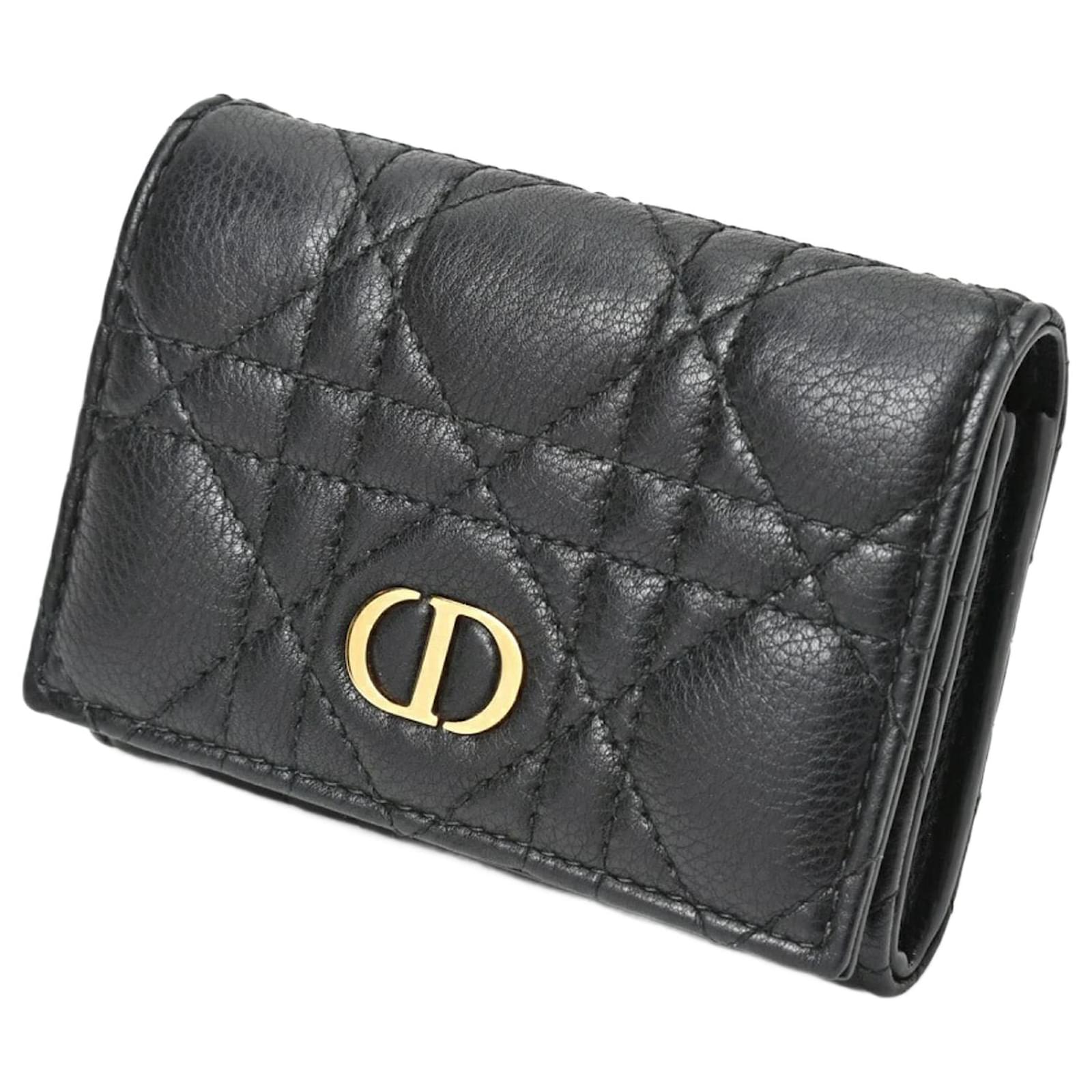 Christian Dior Dior Caro Glycine Geldbörse Schwarz Leder ref