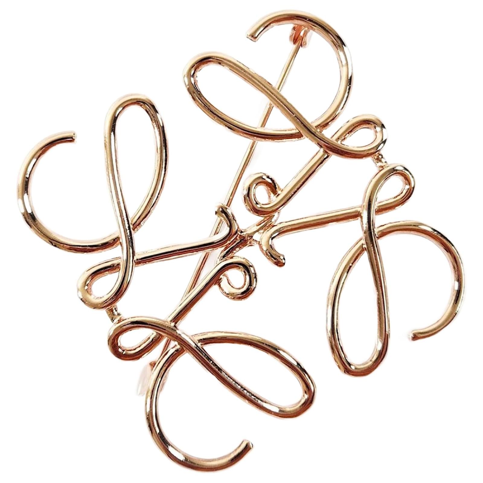Loewe Anagram Brooch Pin Badge Golden Metal ref.1486159