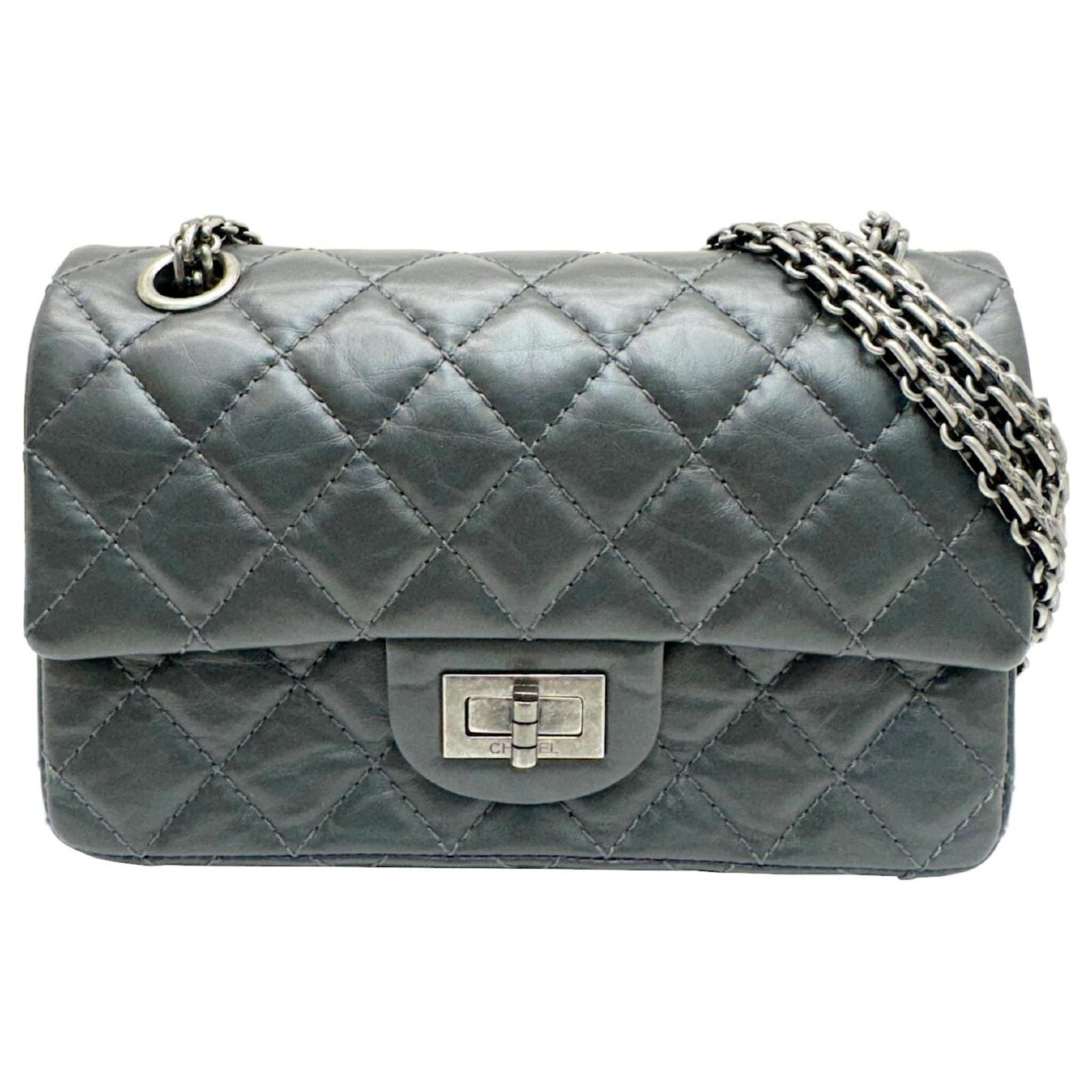 Timeless Chanel Matelasse Chain Shoulder Bag Dark grey Leather ref 
