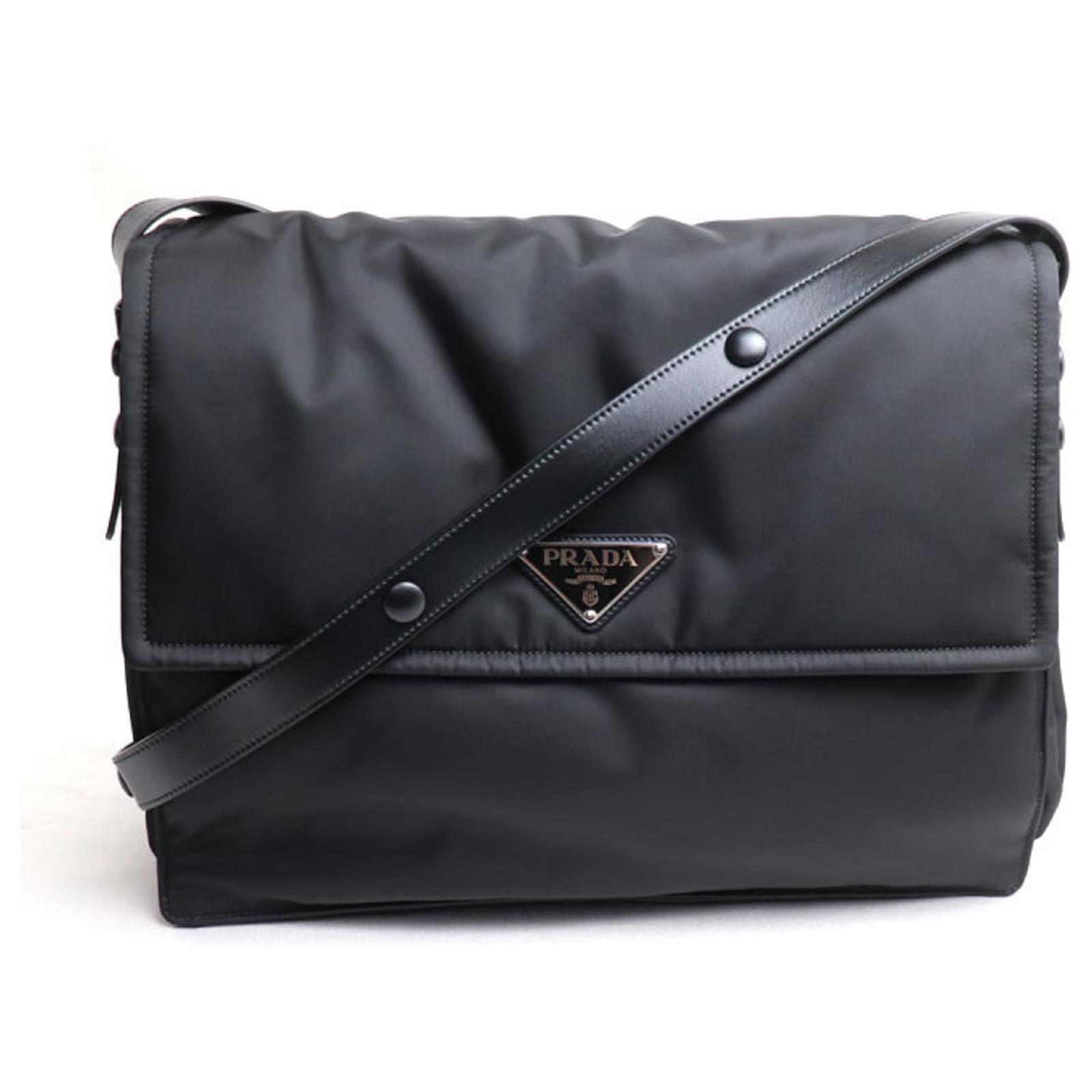 Prada Re-Nylon Large Padded Shoulder Bag Black Leather ref