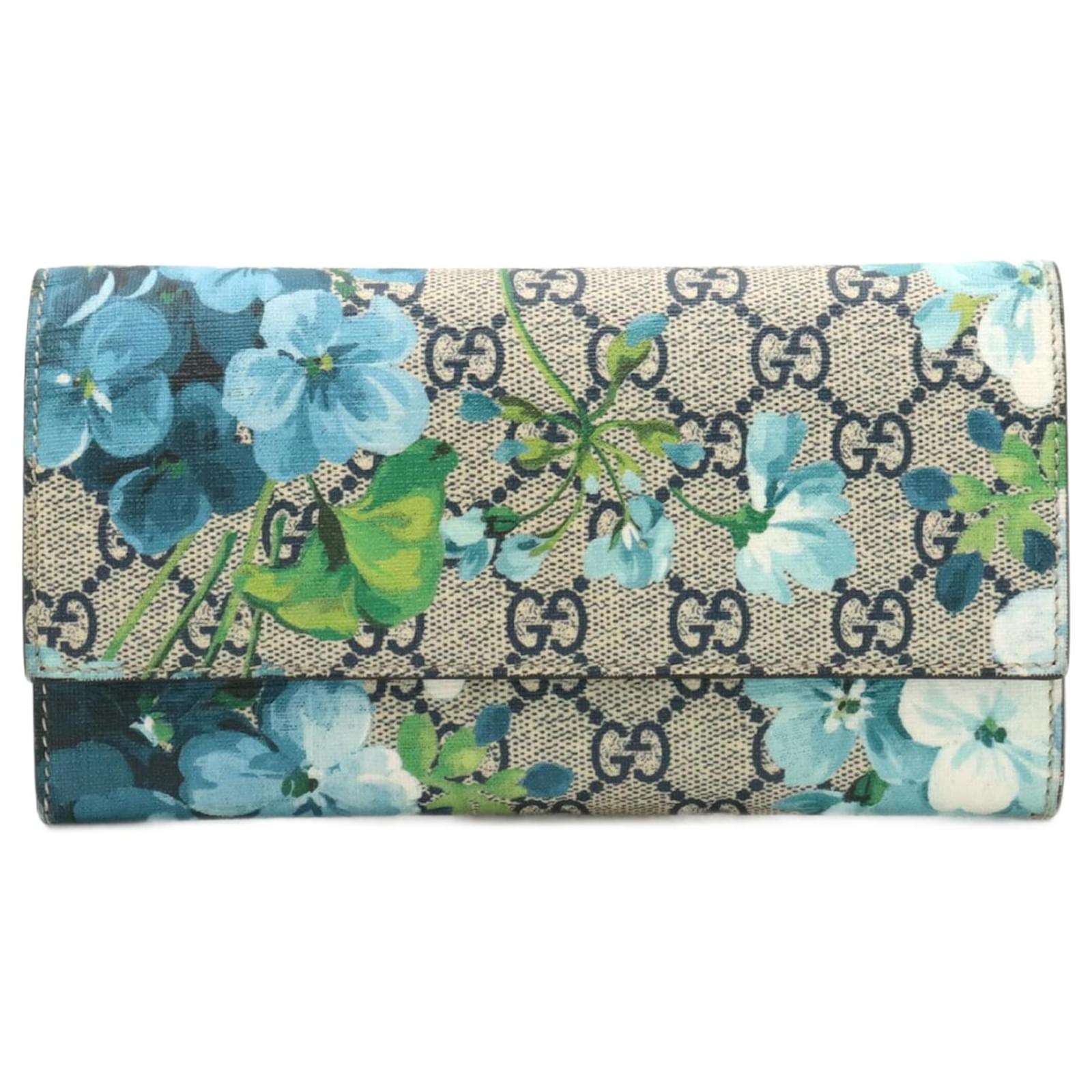Gucci GG Blooms Supreme Flower Bi-fold Long Wallet Red Blue