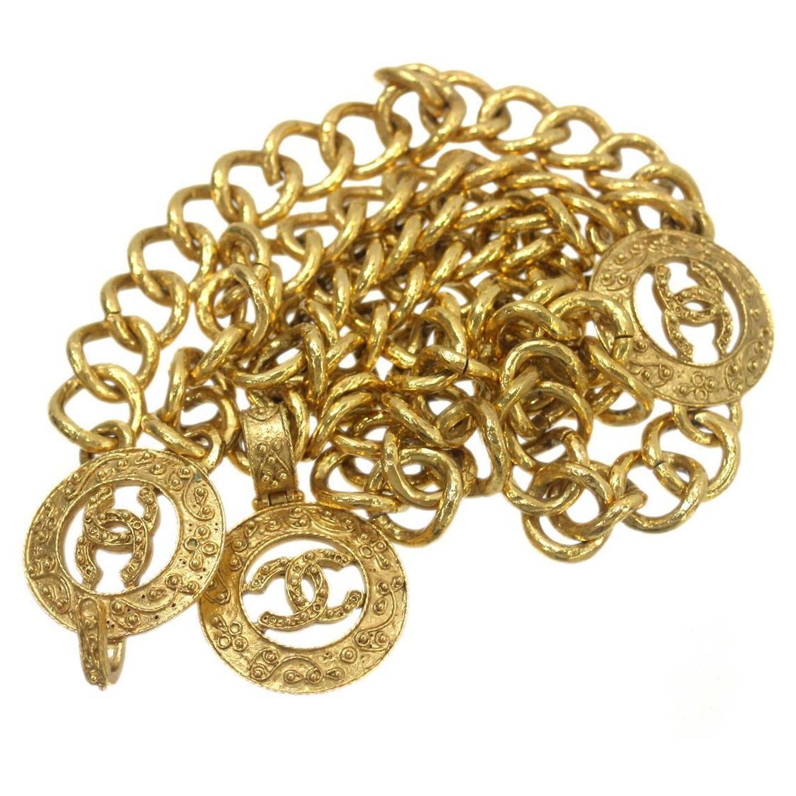 Chanel Vintage Coco Mark Chain Belt Gold Plated Vintage White / Gold Coco Mark Chain Belt – REDELUXE main image 4