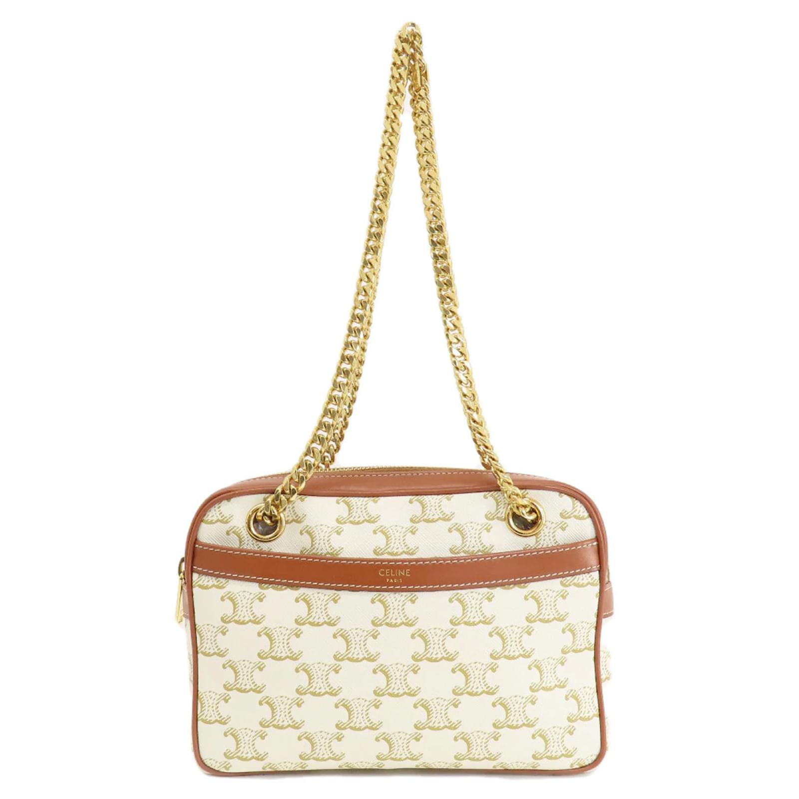 Céline Celine Small Patapan Shoulder Bag for Women Brown White