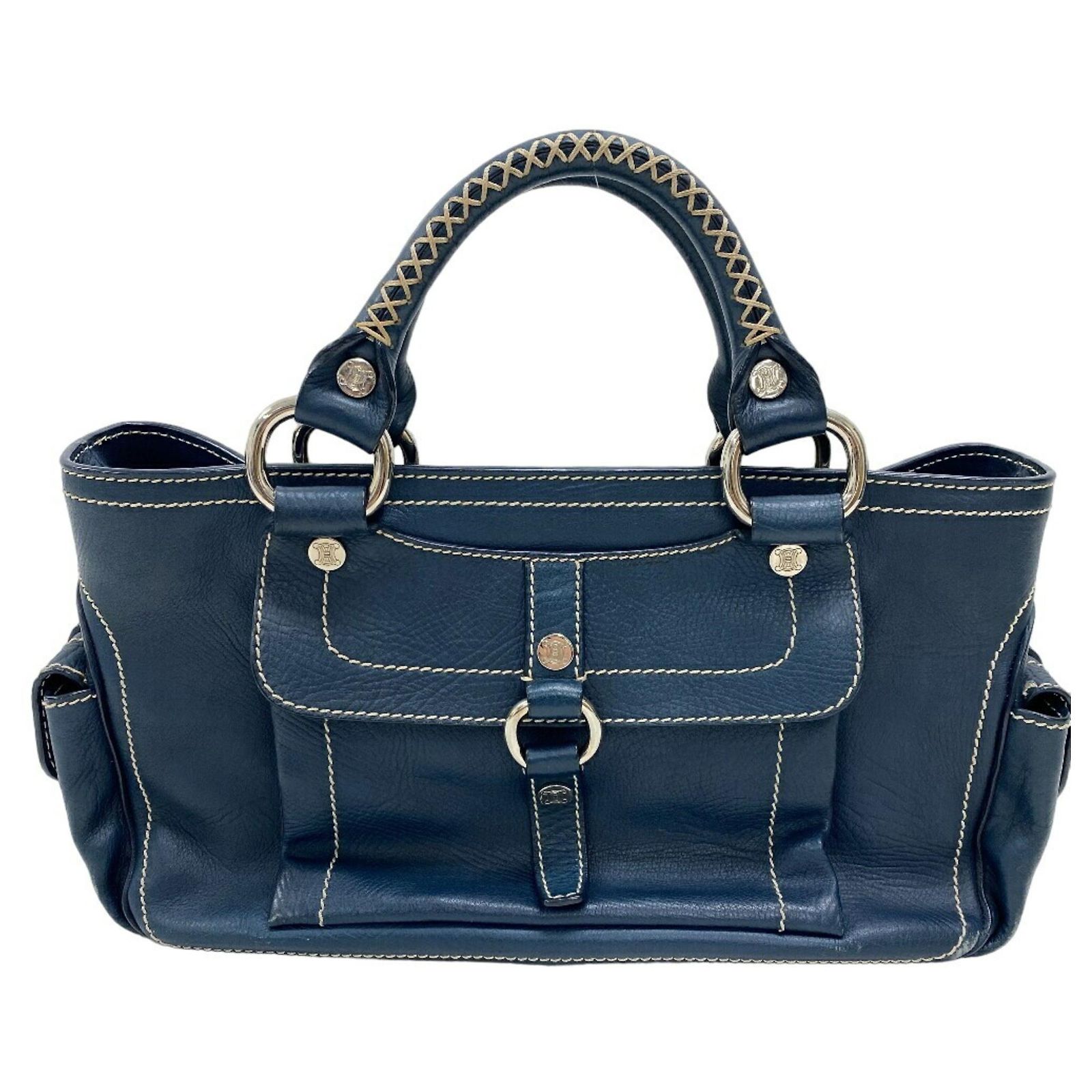 Céline Celine Boogie Bag Handbag in Navy Navy blue Leather  display picture 1
