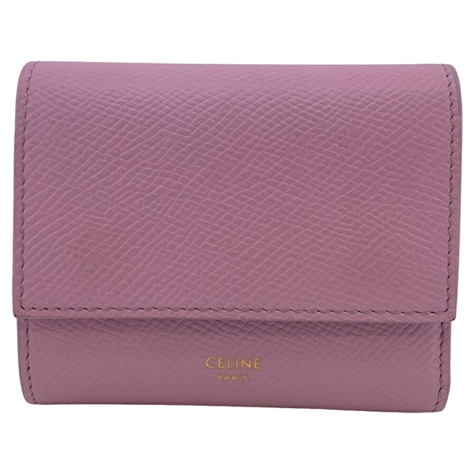 Céline Celine Small Trifold Wallet in Pink Leather