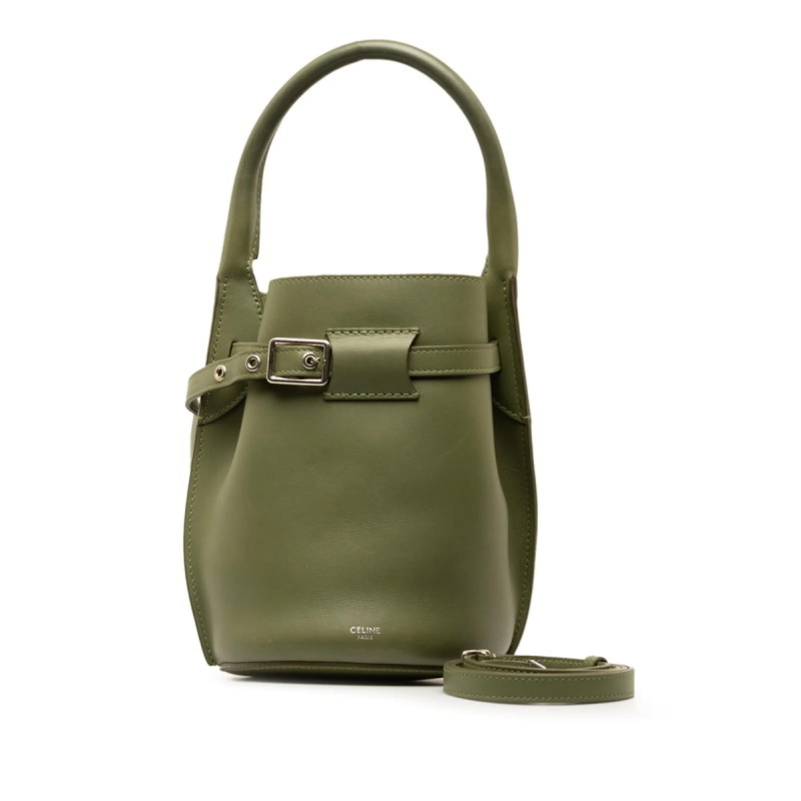 Céline Celine Big Bag Nano Bucket Handbag Green Khaki Leather ref 