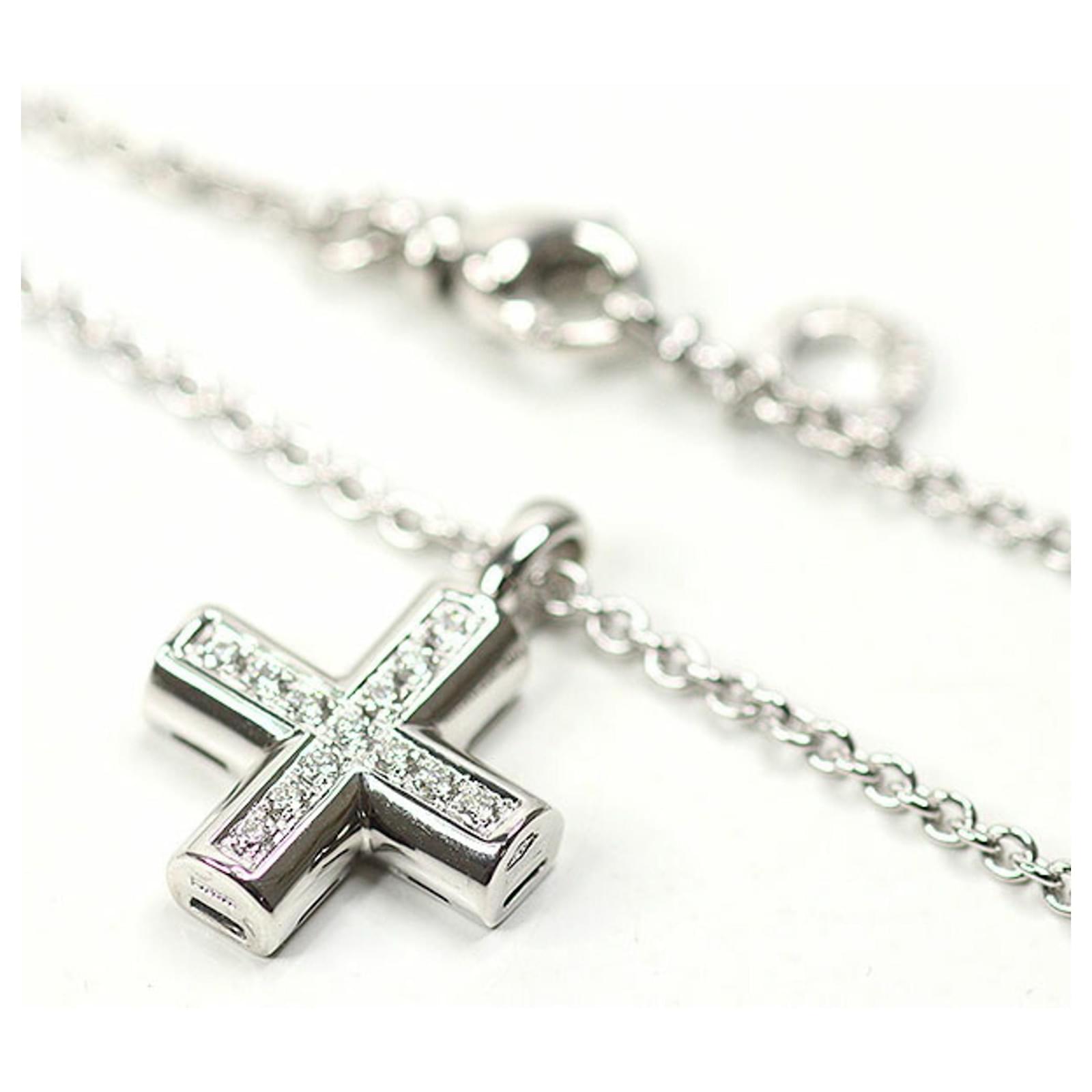 Bvlgari Greek Cross Necklace in White Gold