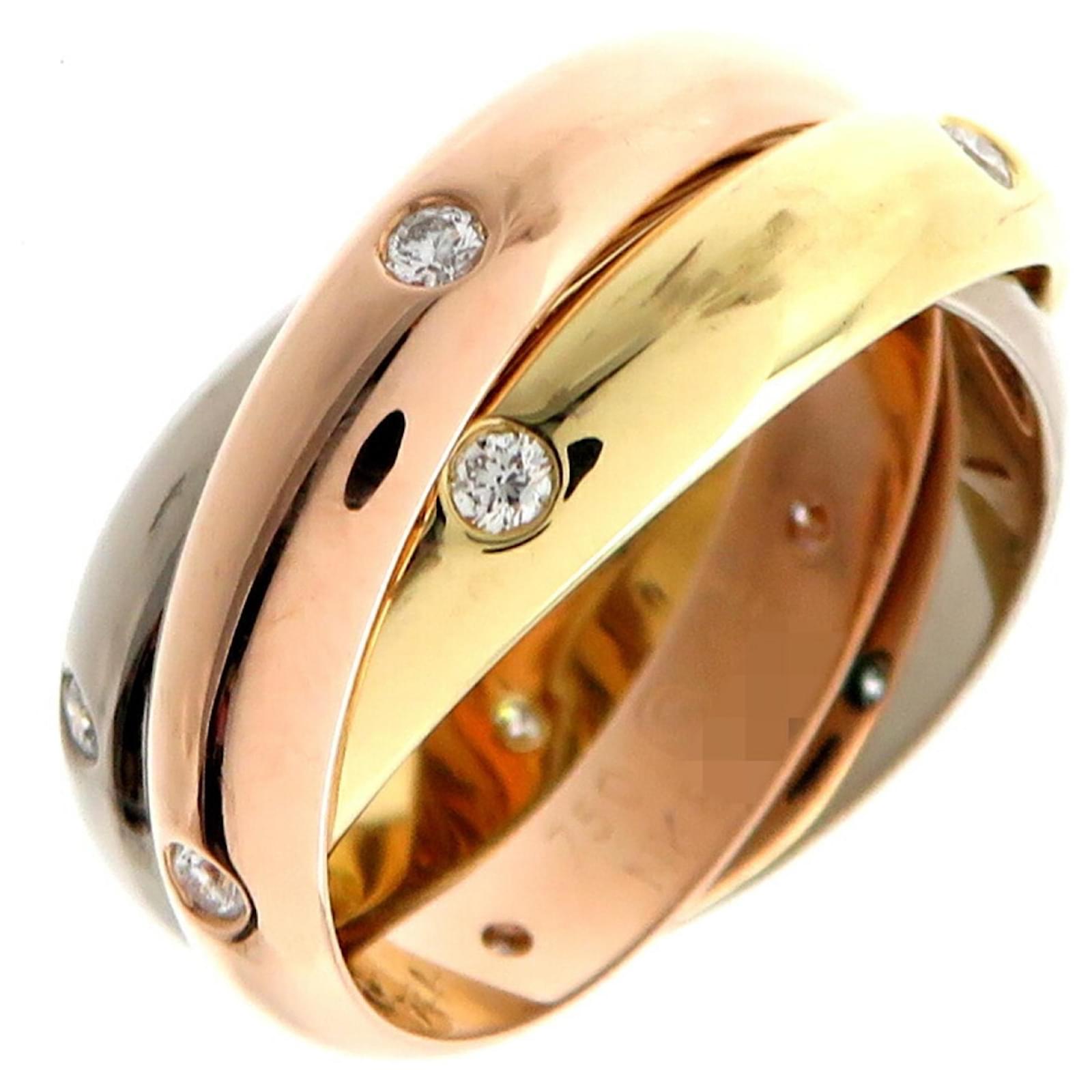 Damenring Cartier Trinity Diamond Golden WeiBgold Gelbes Gold Rosegold ref.1490919 Joli Closet