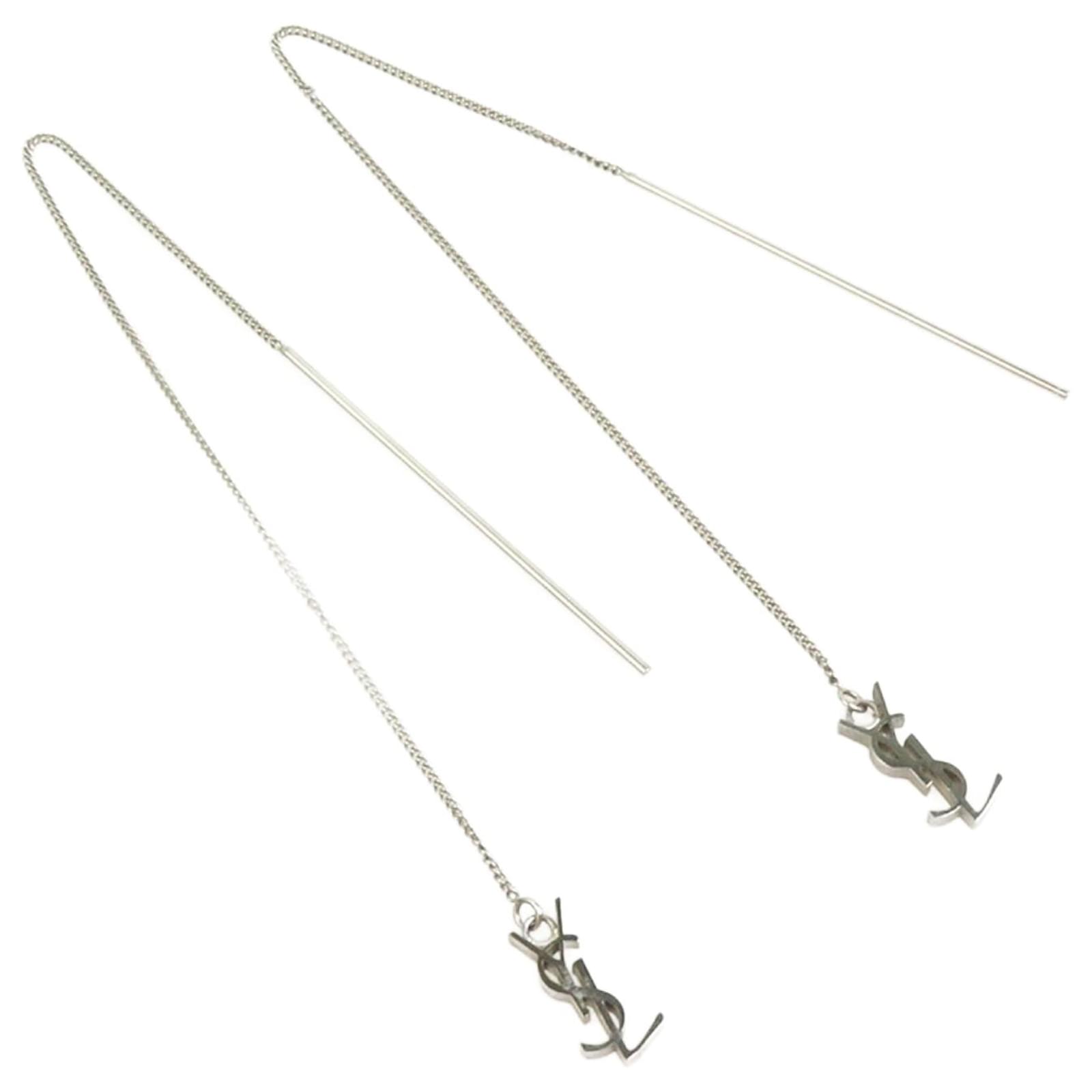 Yves Saint Laurent Silver Hoop Earrings Silvery Metal