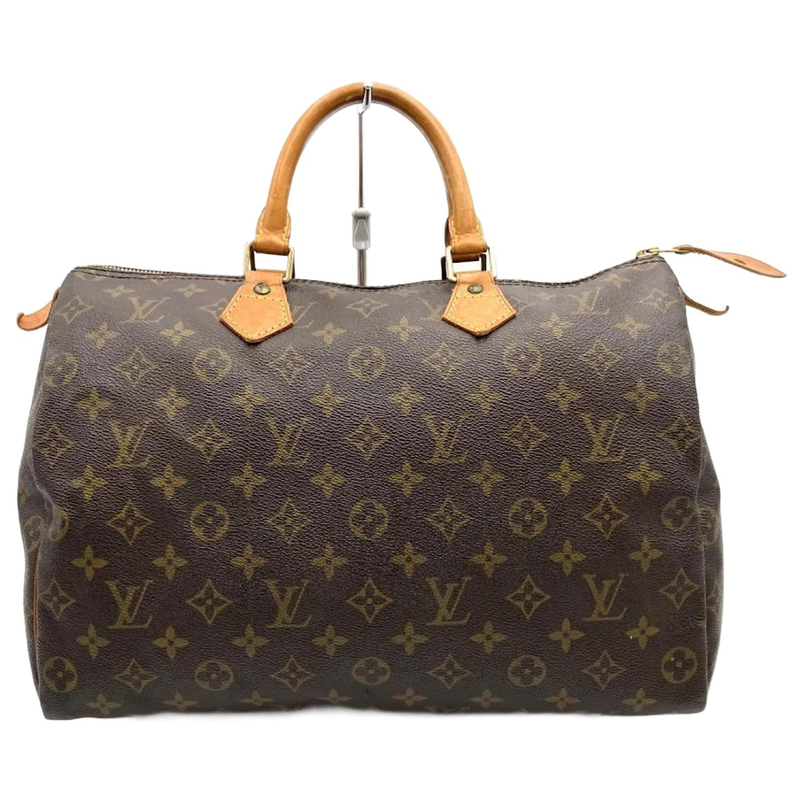 Louis Vuitton Speedy 35 Handtasche M41524 Braun Lackleder Leinwand 