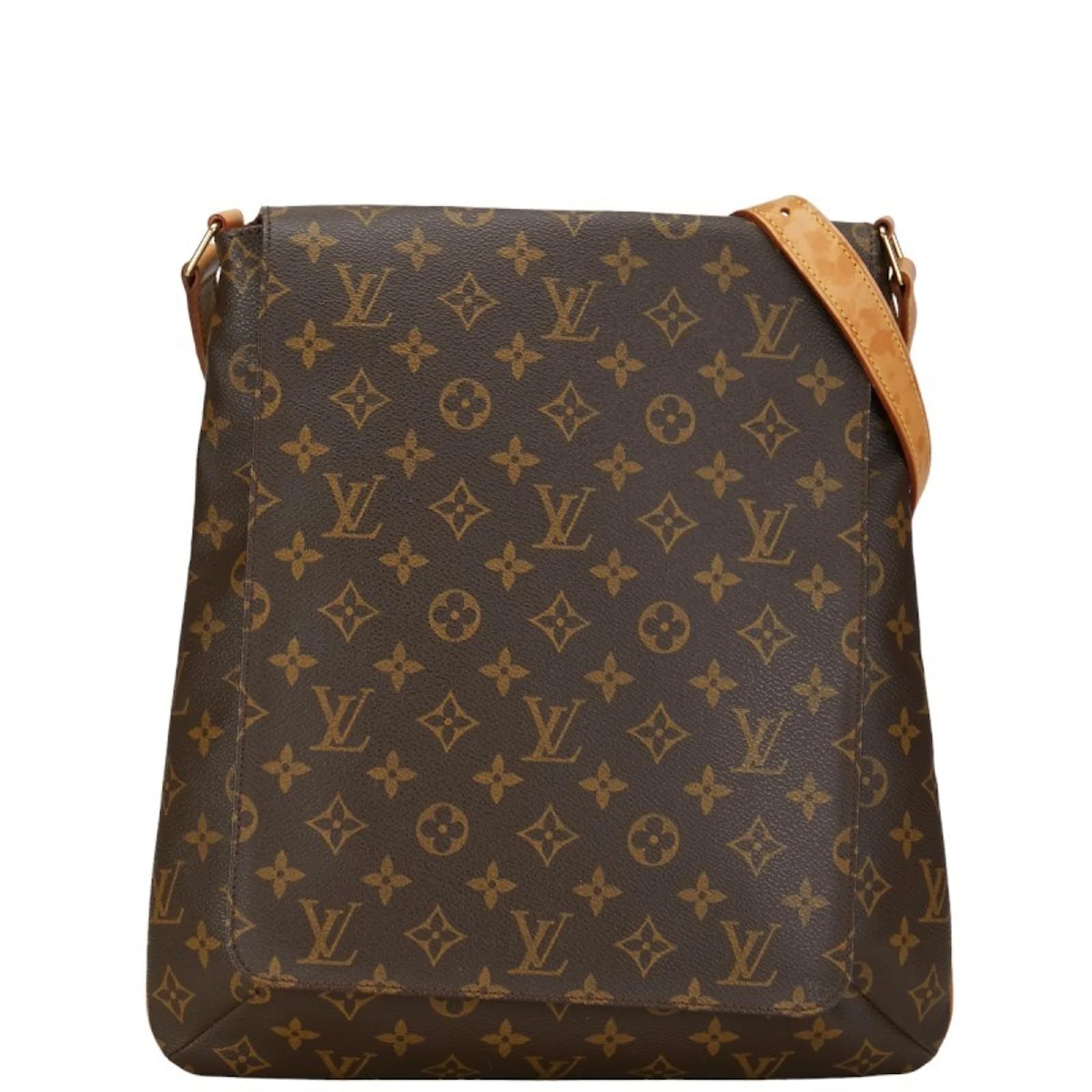 Schultertasche Musette Monogram Louis Vuitton Braun Leder  