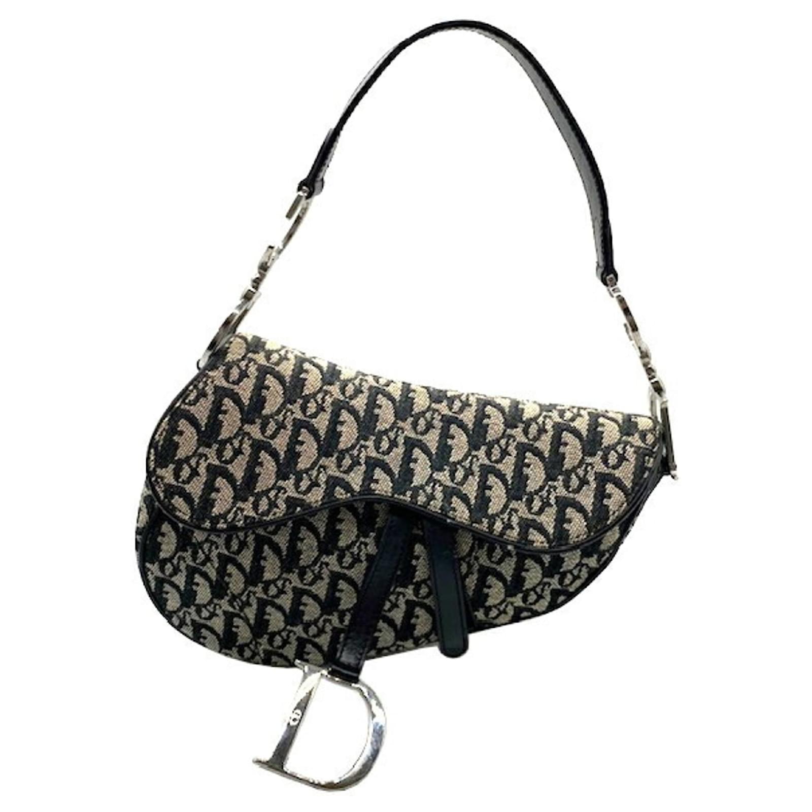 Christian Dior Trotter Saddle Bag Black Cloth ref.1493917