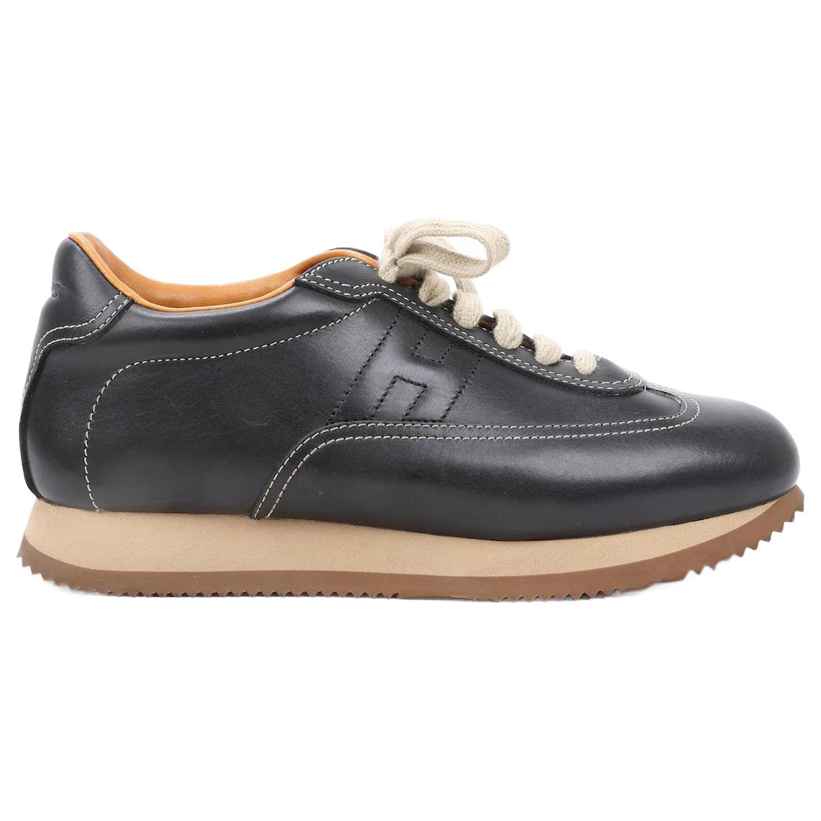 Hermès HERMES Quick Black Leather Sneakers in Size 38 ref