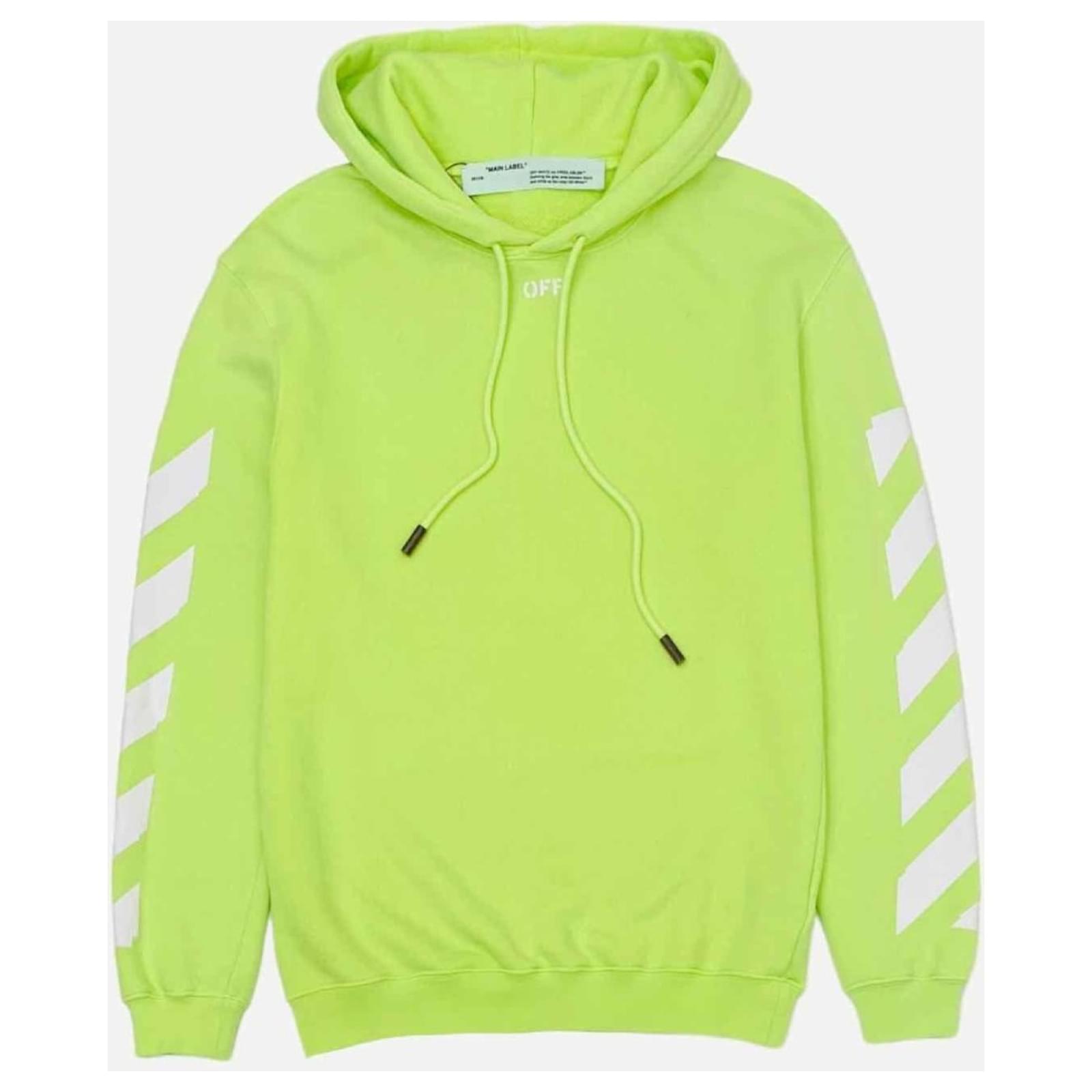 Off White OFF WHITE Arrow Logo Hooded Sweatshirt in Lime Green Cotton ref.1495123 Joli Closet