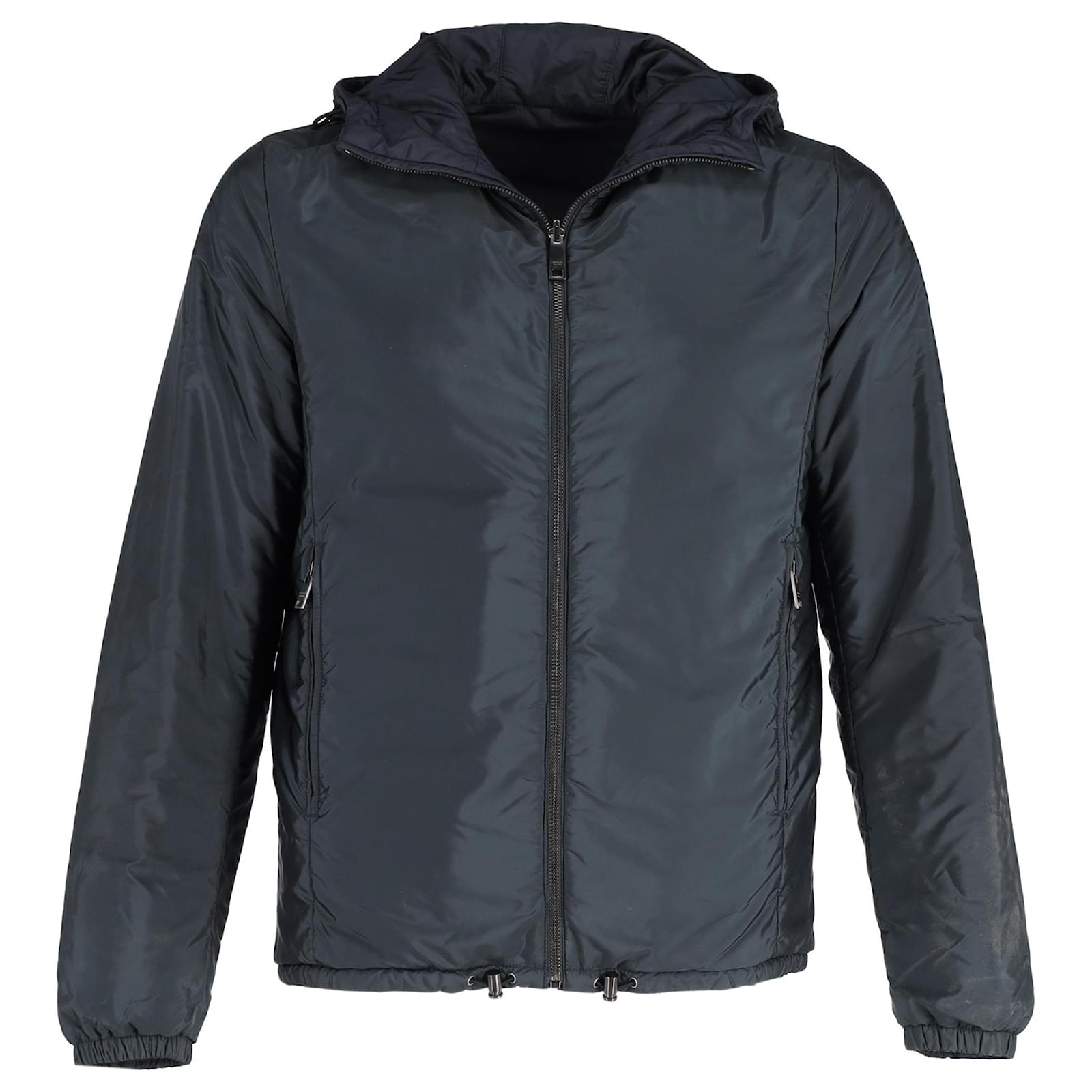 Prada bicolor Reißverschluss Wendejacke aus blauer Nylon ref