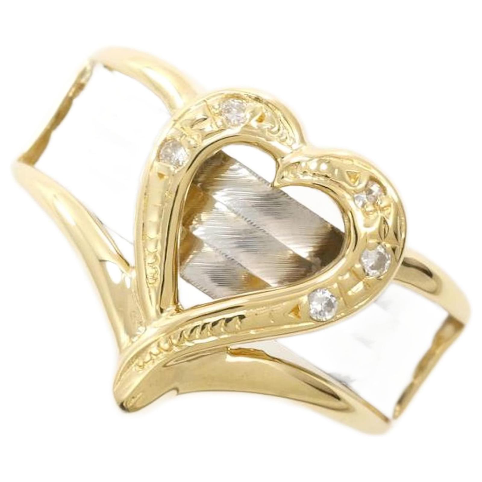 Autre Marque PT850 Platinum K18 Yellow Gold Diamond Ring 9.5 in 