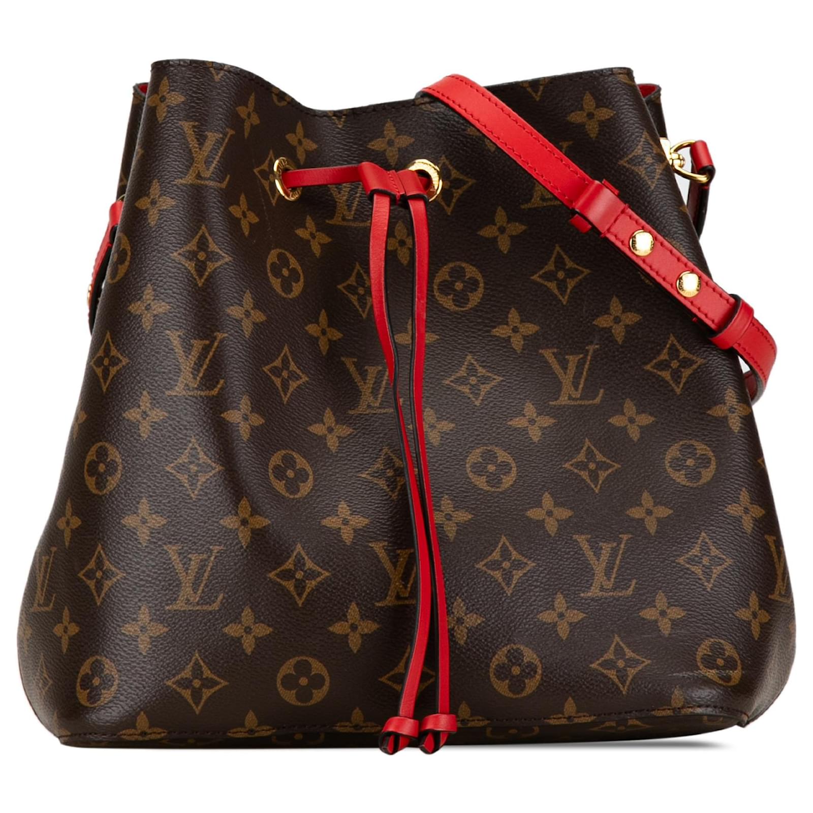 Braune Louis Vuitton Monogram Neonoe MM Bucket Bag Leder ref 